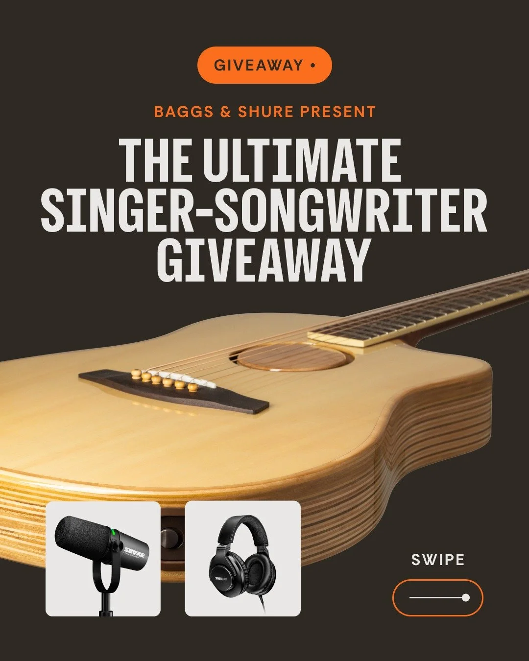 A closer look at the Ultimate Singer-Songwriter Giveaway. We&rsquo;ve teamed up with Shure to bring you everything you need for that dream home studio setup:

☑️ The Baggs Guitar AEG-1: For your best live acoustic performance, every time.
☑️ The Shur
