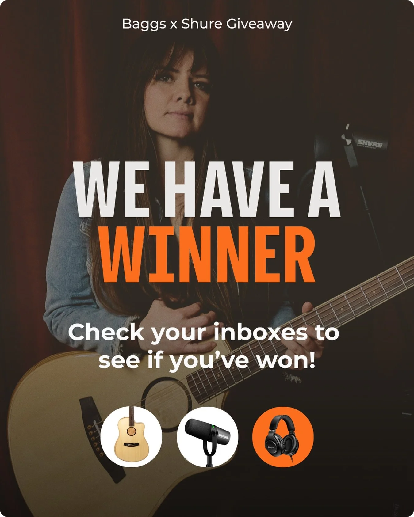 We have a winner! Thank you to all of you who entered our Ultimate Singer-Songwriter Giveaway with @shure. Please check your inboxes to see if you&rsquo;ve won. 

Didn&rsquo;t win this time? Don&rsquo;t worry. We have another incredible giveaway comi