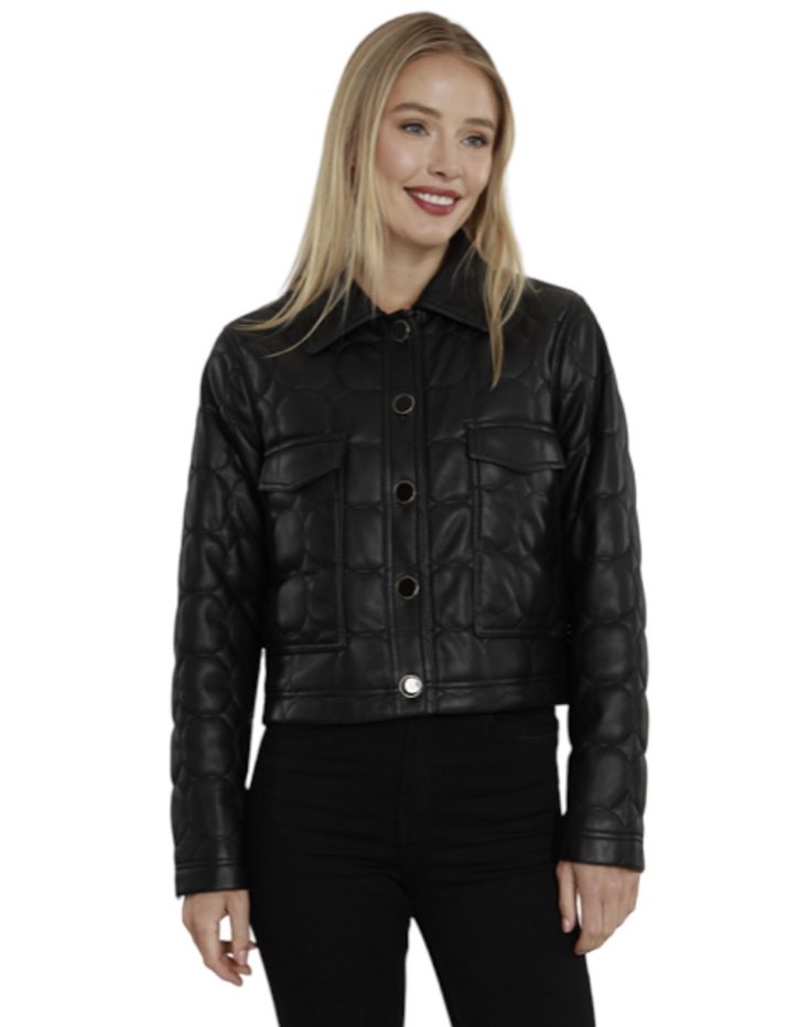 The Secret Ingredient - Indianapolis Dolce Cabo Vegan Leather Quilted Jacket, Black