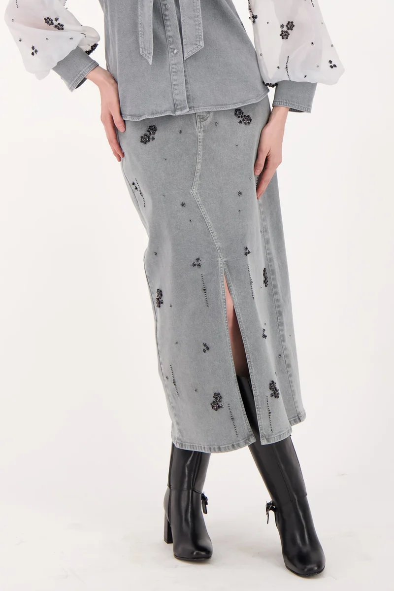 Gabby Isabella Pinstripe Skirt - Grey