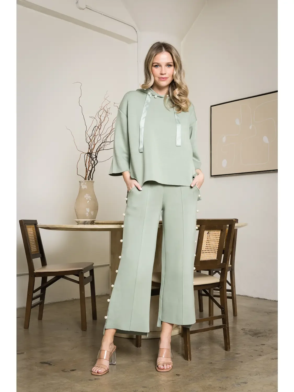 Farrah French Scuba Pearl Pant by Joh Apparel