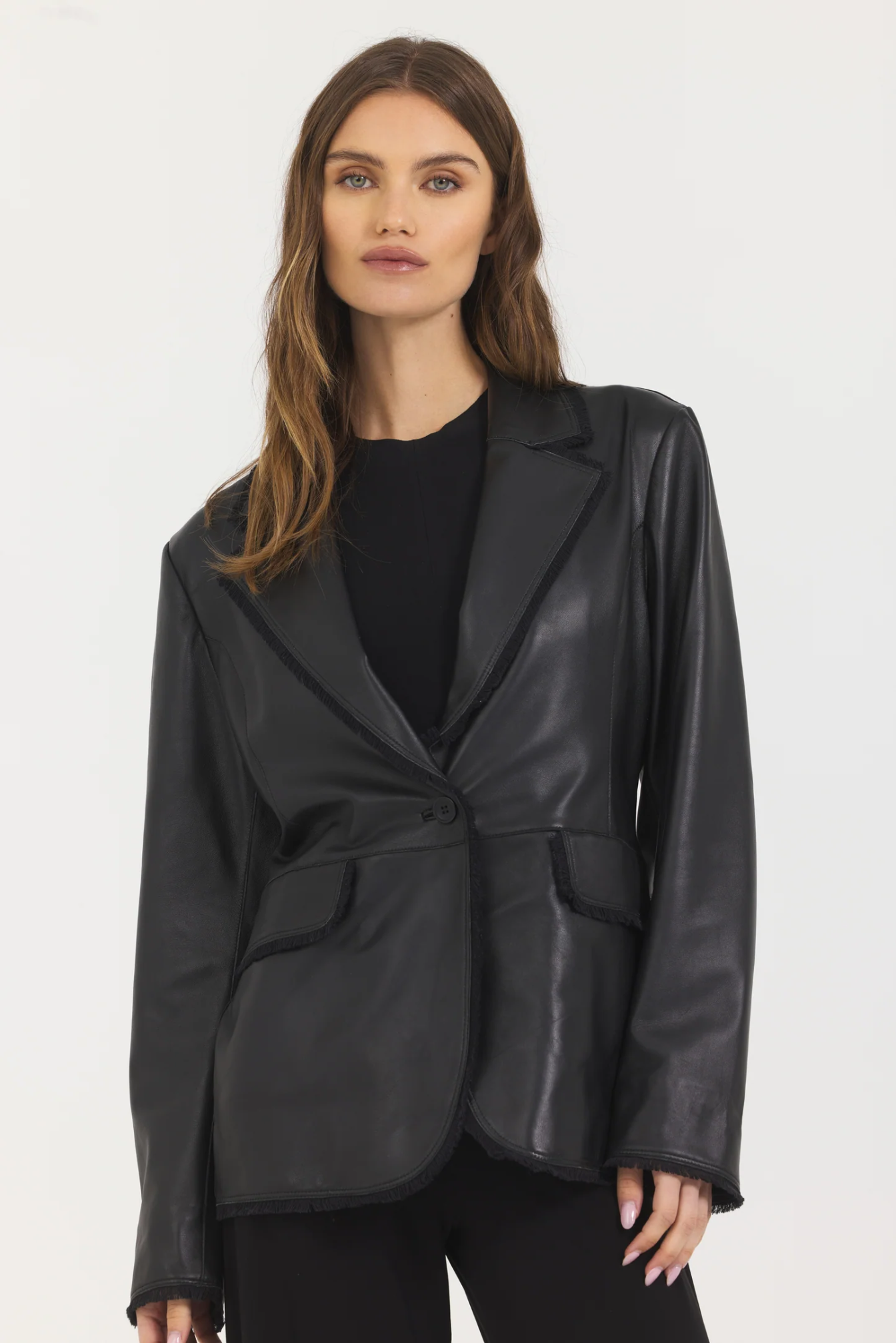 Marcella Washed Leather Jacket Black - 586J408