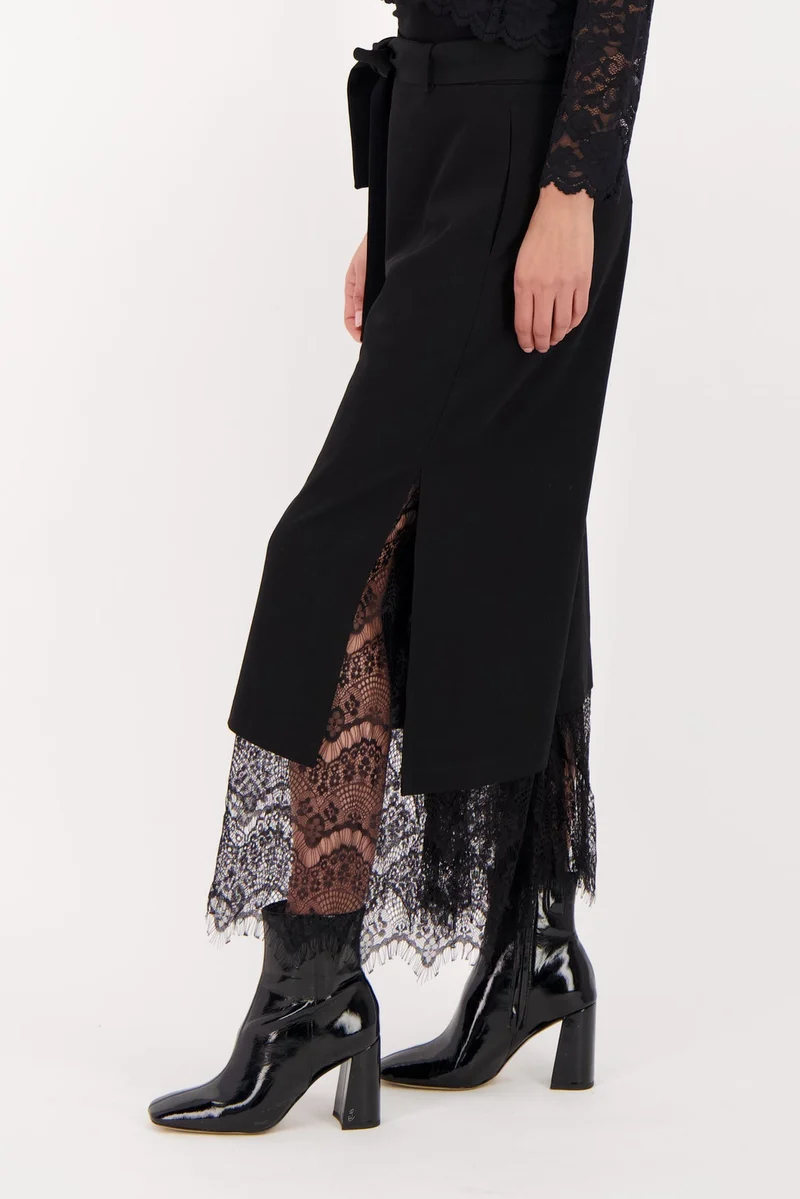 Gabby Isabella Pants with Lace Hem - Black