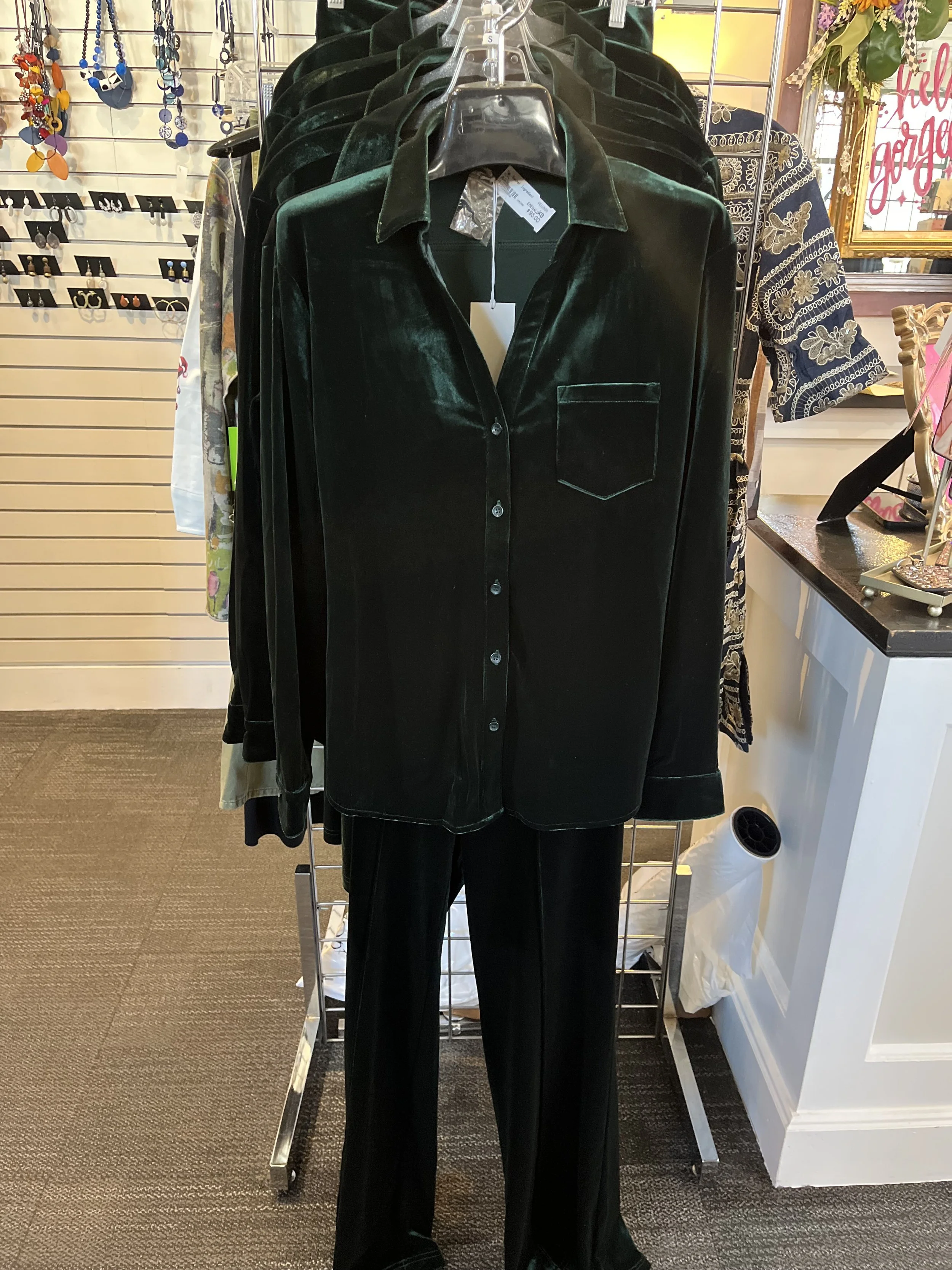 Elan Emerald Velvet Pants