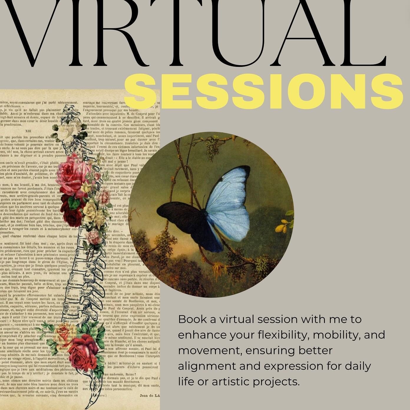 ✨ Book a virtual session with me to expand your flexibility, mobility, and movement options! ✨

📅 Assess your alignment

🔄 Connect your movements

💃 Achieve a more expressive body

🏠 Perfect for daily life or artistic projects

Tailored to your s
