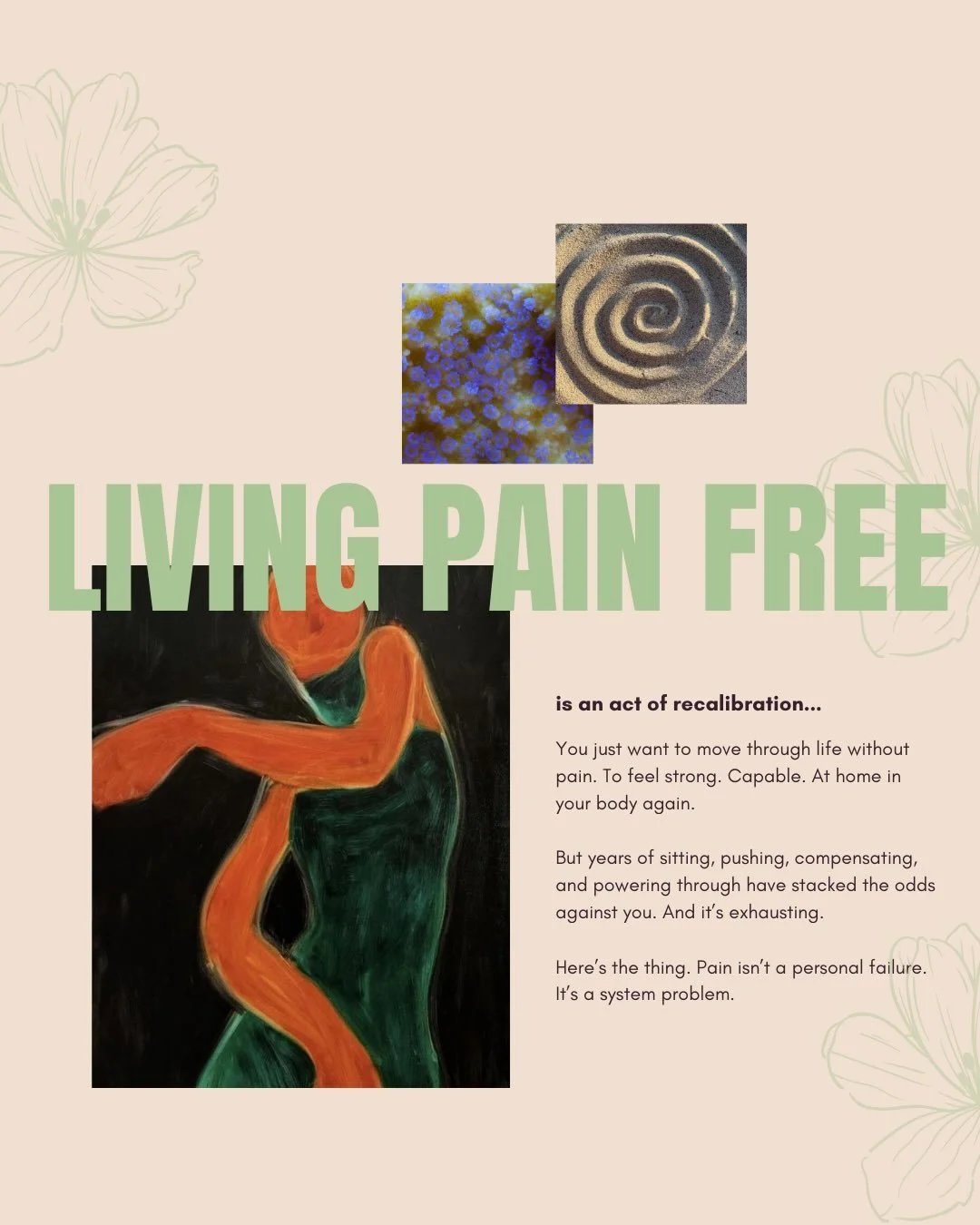 🪽🦢✨

You wake up already tight.
Your neck, your hips, your low back always talking, always loud.

You just want to move through life without pain.
To feel strong. Capable. At home in your body again.

But years of sitting, pushing, compensating, an