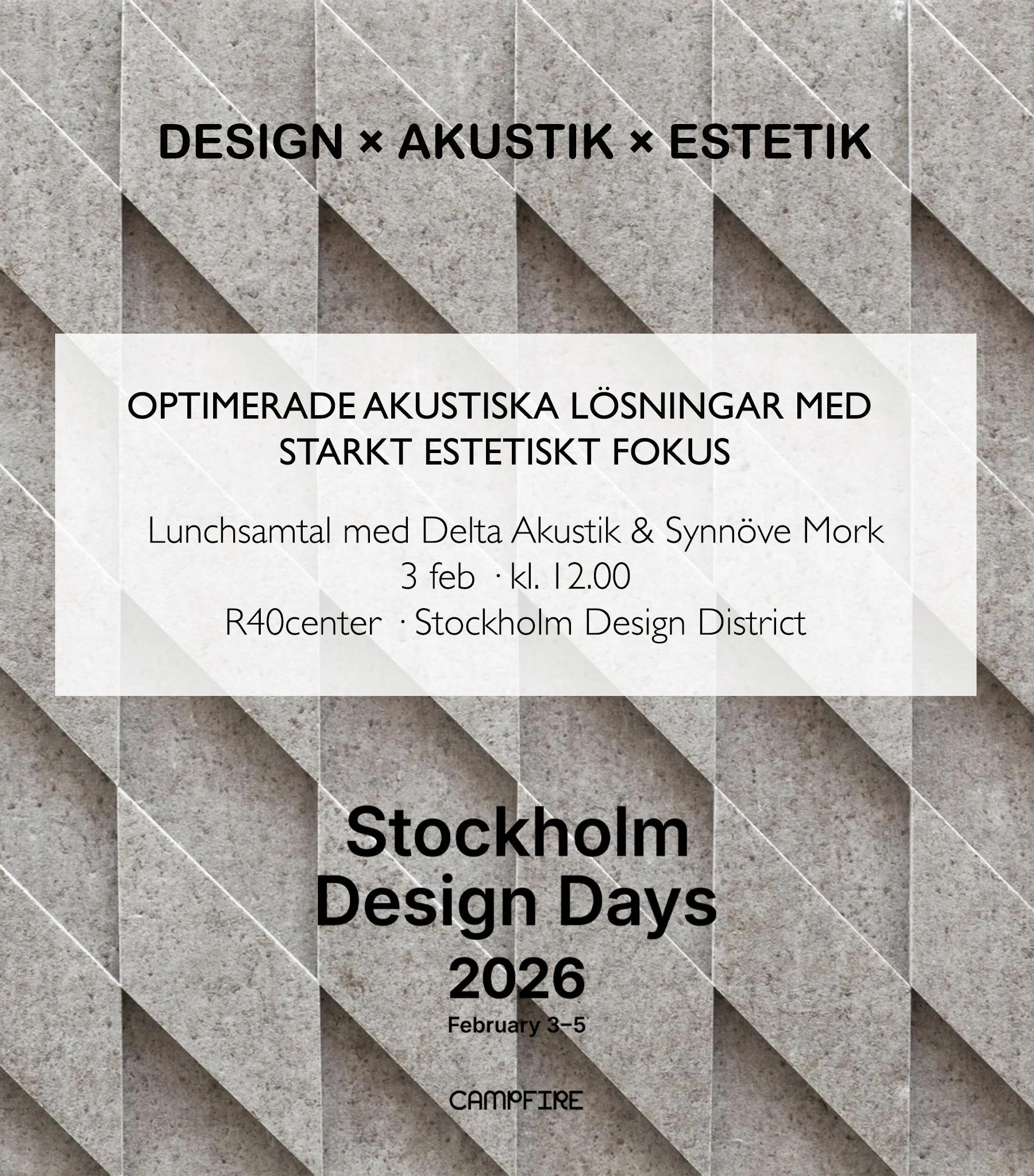 Rättelse: Lunchsamtal med Delta Akustik &amp; Synnöve Mork – 3 februari