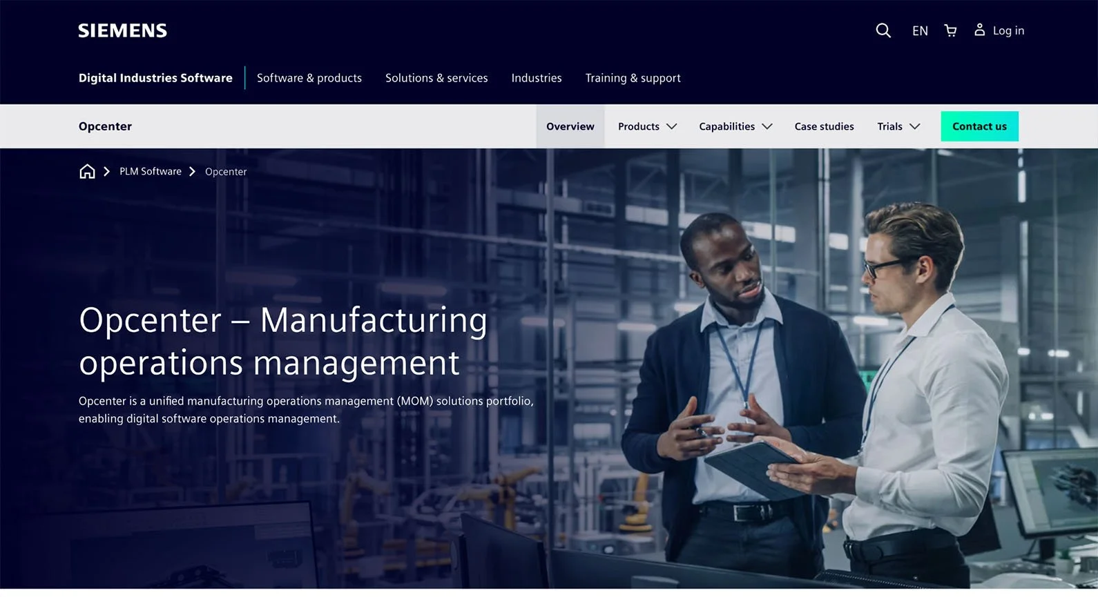 A screenshot of the Siemens website.