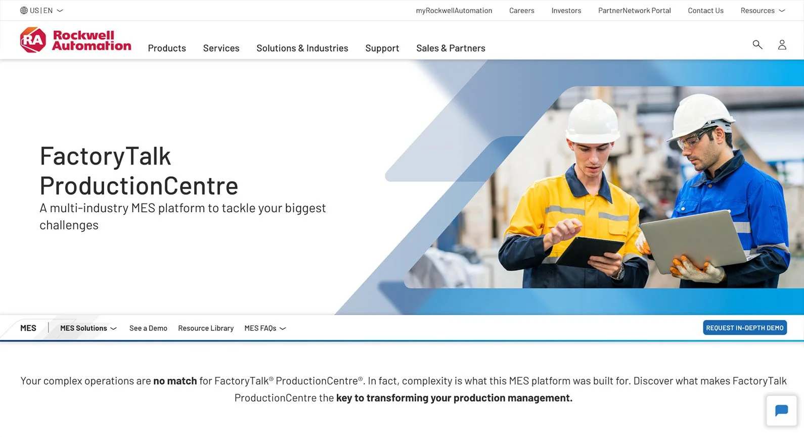 A screenshot of the Rockwell Automation website.