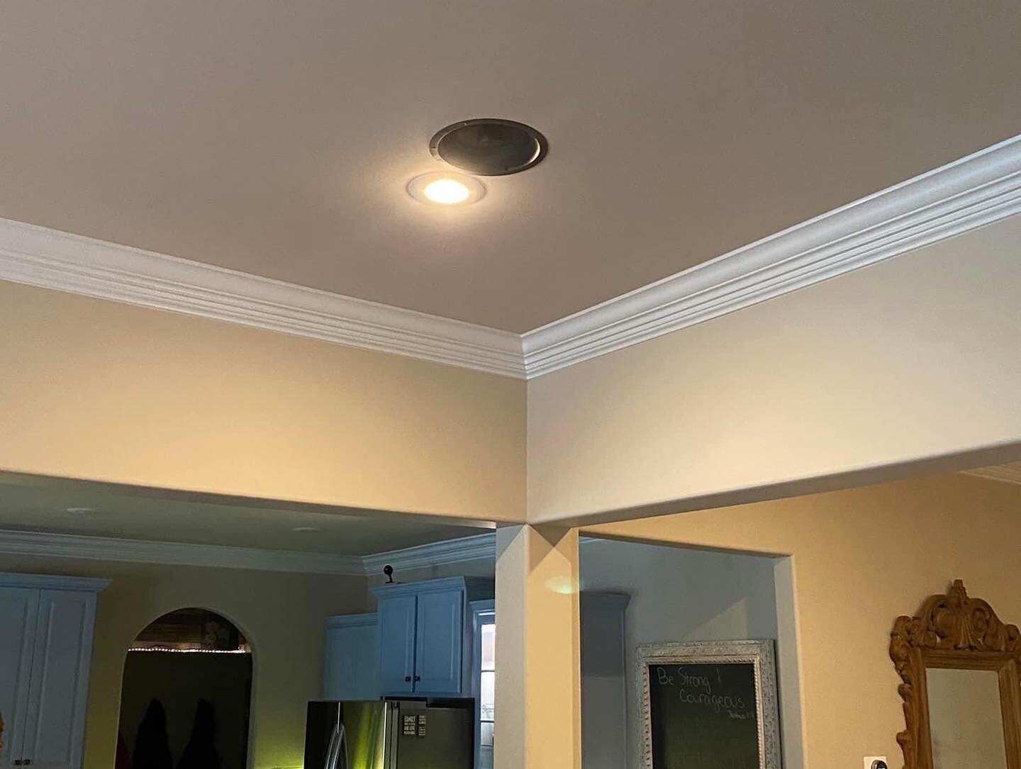 We got to install four 10&rsquo; Klipsch in ceiling speakers, a really nice Definitive Tech center speaker (1000 series) and a Denon receiver fully outfitted w/7.2 channel and Bluetooth capabilities.  We&rsquo;ll post a video w/sound so you can hear 