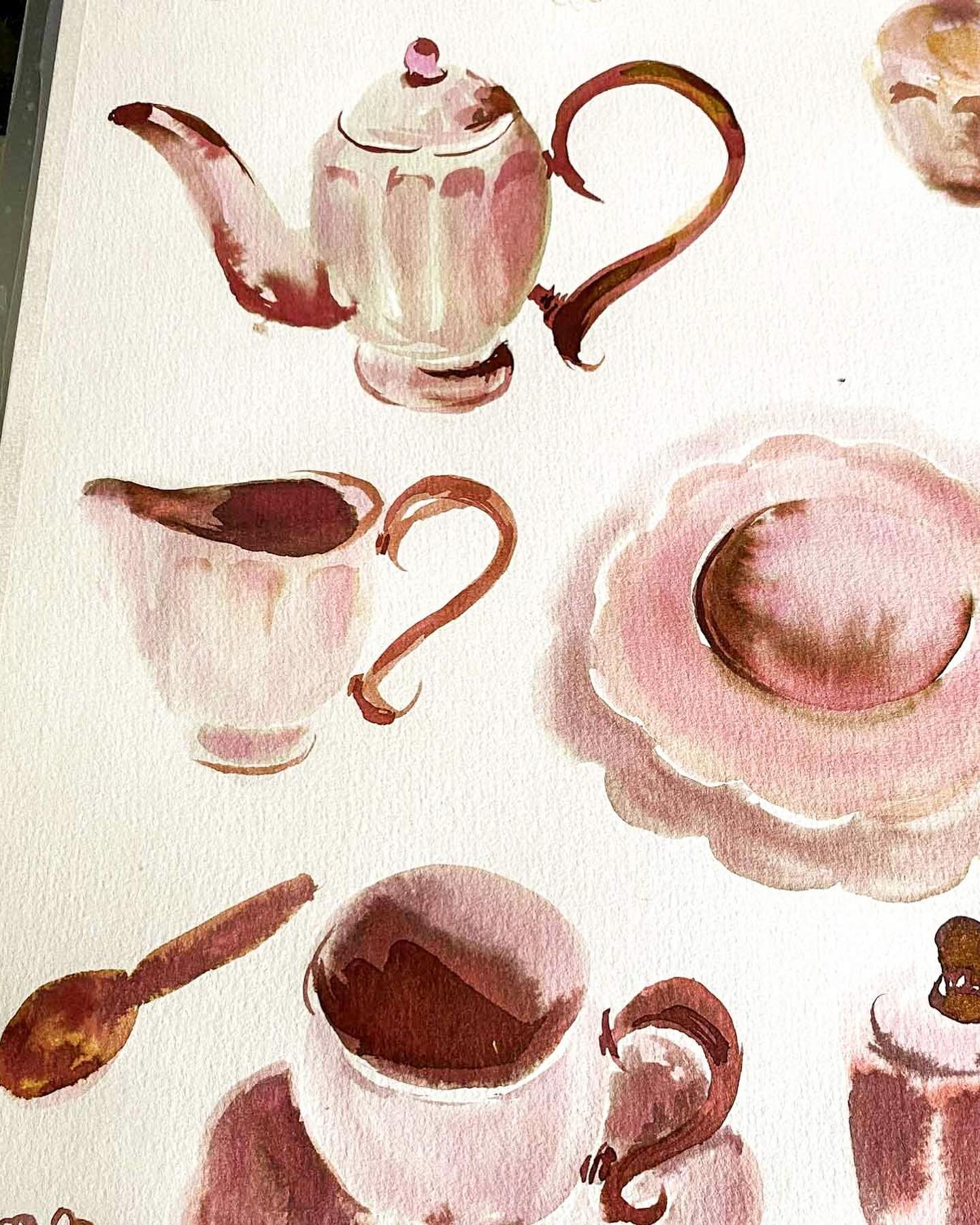 Sunday night on my table&hellip;.a little teaset just waiting to be decorated. Time for some gold detailing I think 😊

#watercolour #watercolor #loosewatercolor #loosewatercolour #loosewatercolours #watercolourillustration #watercolourillustrations 