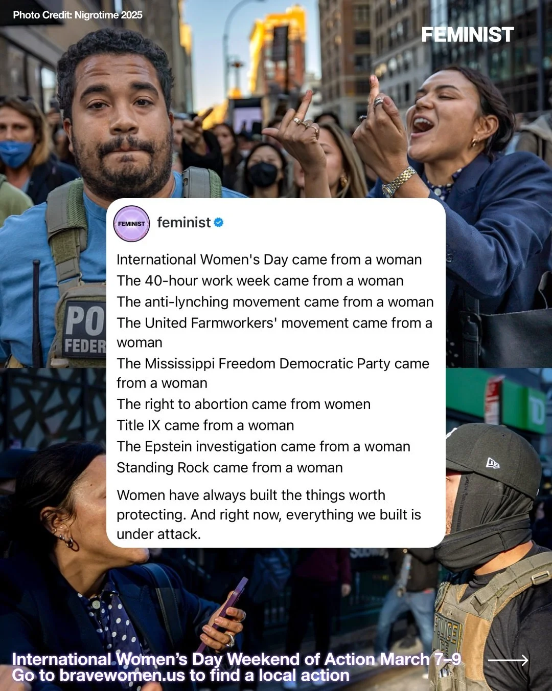 This International Women&rsquo;s Day, we&rsquo;re not celebrating. We&rsquo;re demanding and taking action. 

His name is in the un-redacted Epstein files more than one million times. He launched an unauthorized war on Iran without congressional appr