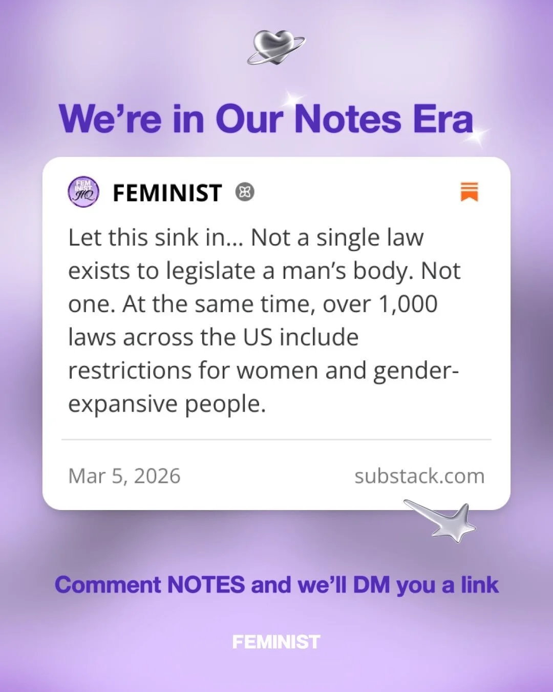 Notes saw it first.

You might have heard we joined Substack. It&rsquo;s a move we made after watching the shrinking of independent feminist media, closing of newsrooms and years of being at the mercy of algorithms are burying critical reporting. And
