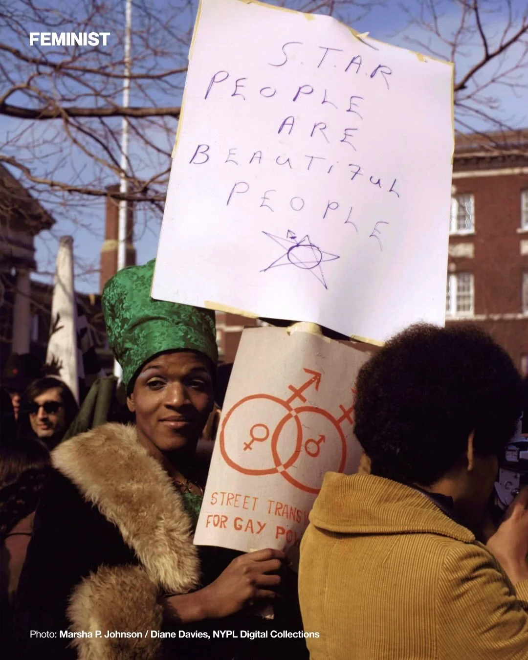 In 1970, trans activists Sylvia Rivera and Marsha P. Johnson formed STAR (Street Transvestite Action Revolutionaries) to fight for trans rights and center those often excluded by the broader Gay Liberation Movement, including trans people of color, m