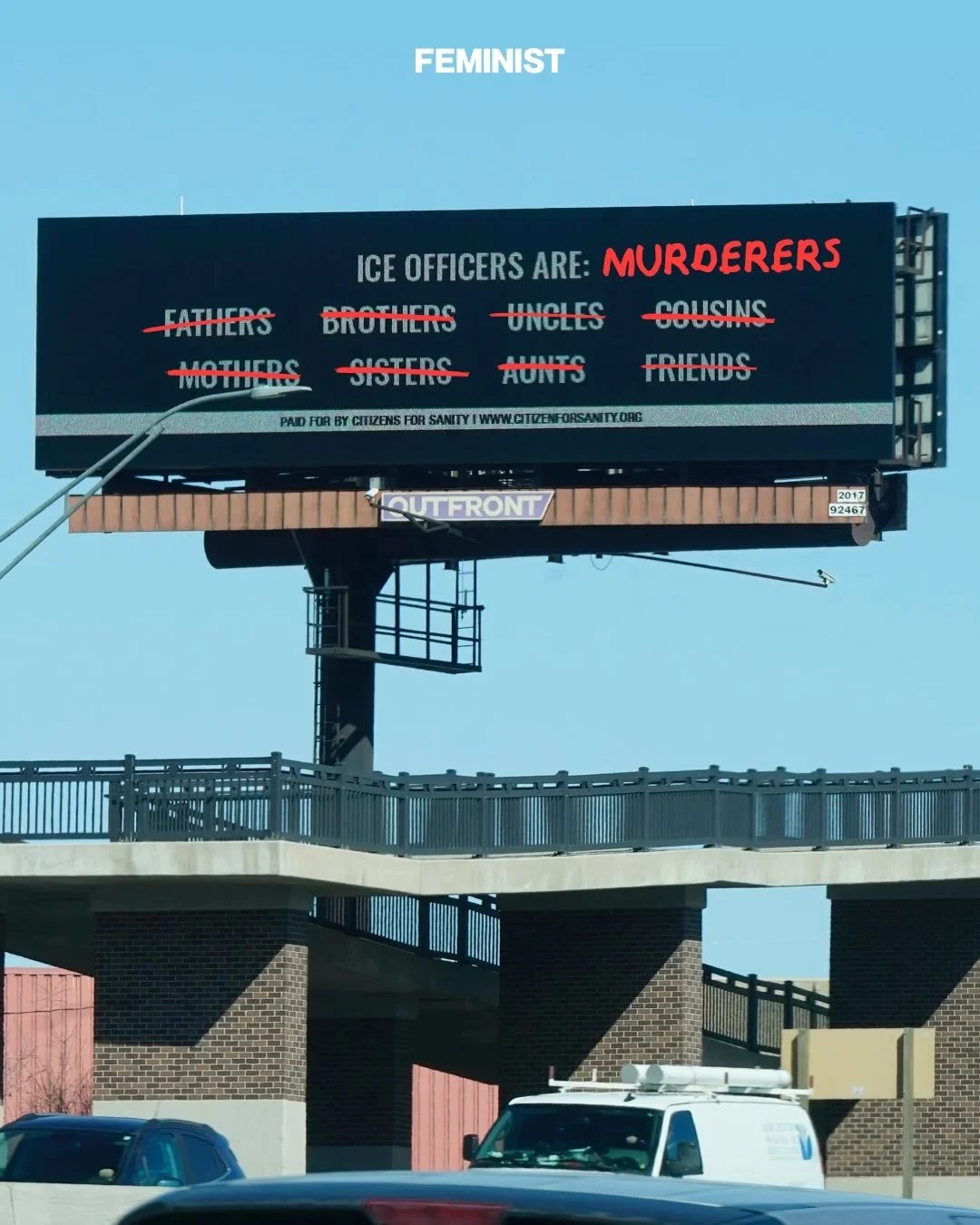 Fixed it for you ☺️

Photo: Mandi Wright, Detroit Free Press
Billboard: Citizens for Sanity,&nbsp;a group that has had board members who worked in the first Trump administration and for America First Legal, founded by White House aide Stephen Miller.