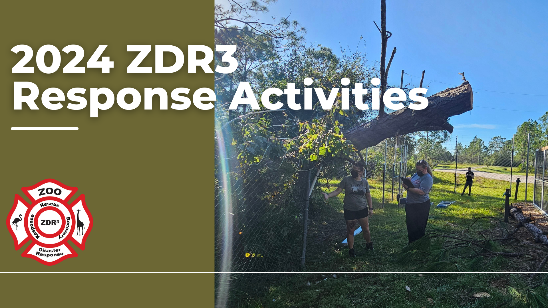 A slide from a presentation with the title "2024 ZDR3 Response Activities" with a photo from a response on the right side