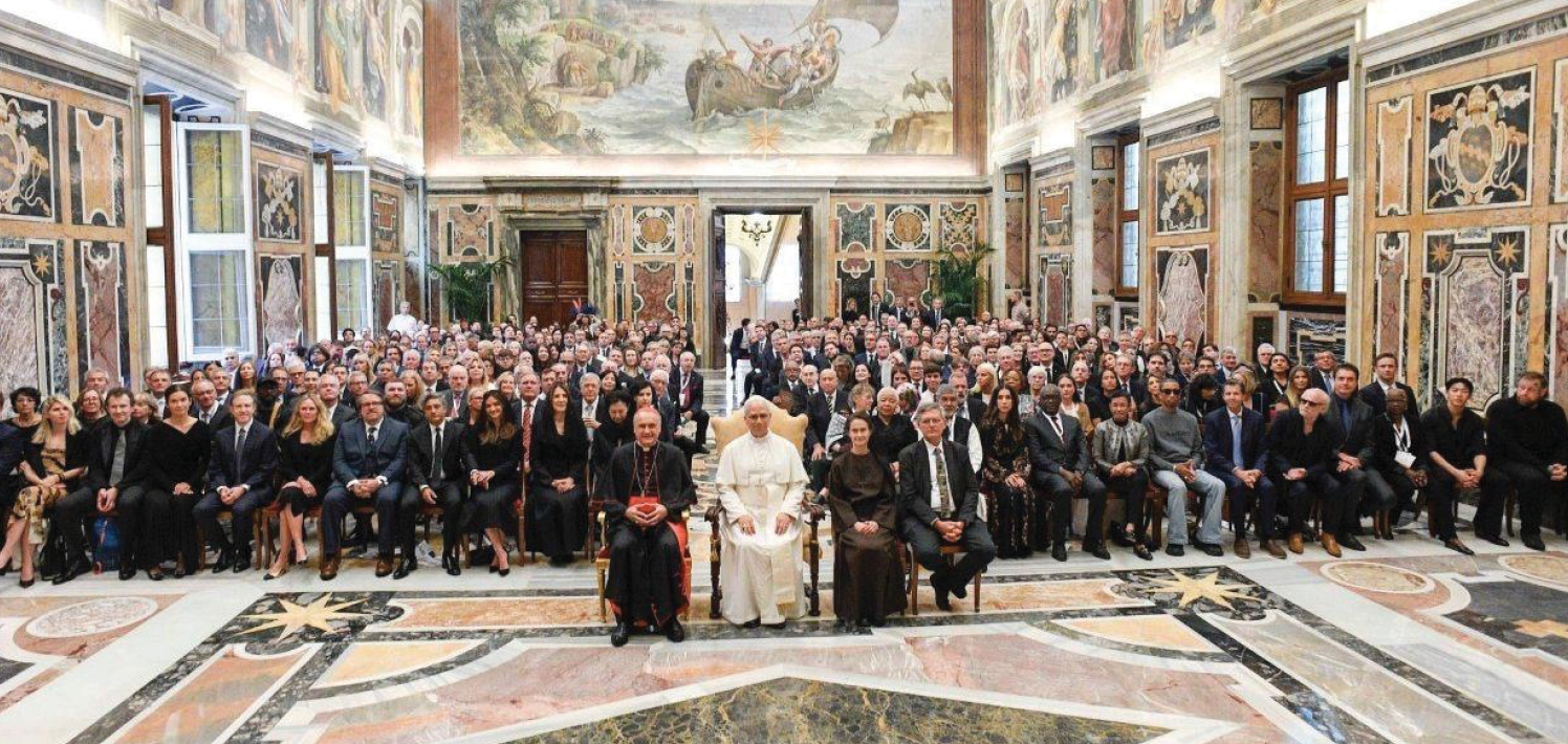 Alex Waibel and the members of Pope Leo XIV’s working group on AI guidelines at the Vatican.