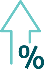 Arrow pointing up with a percent sign.