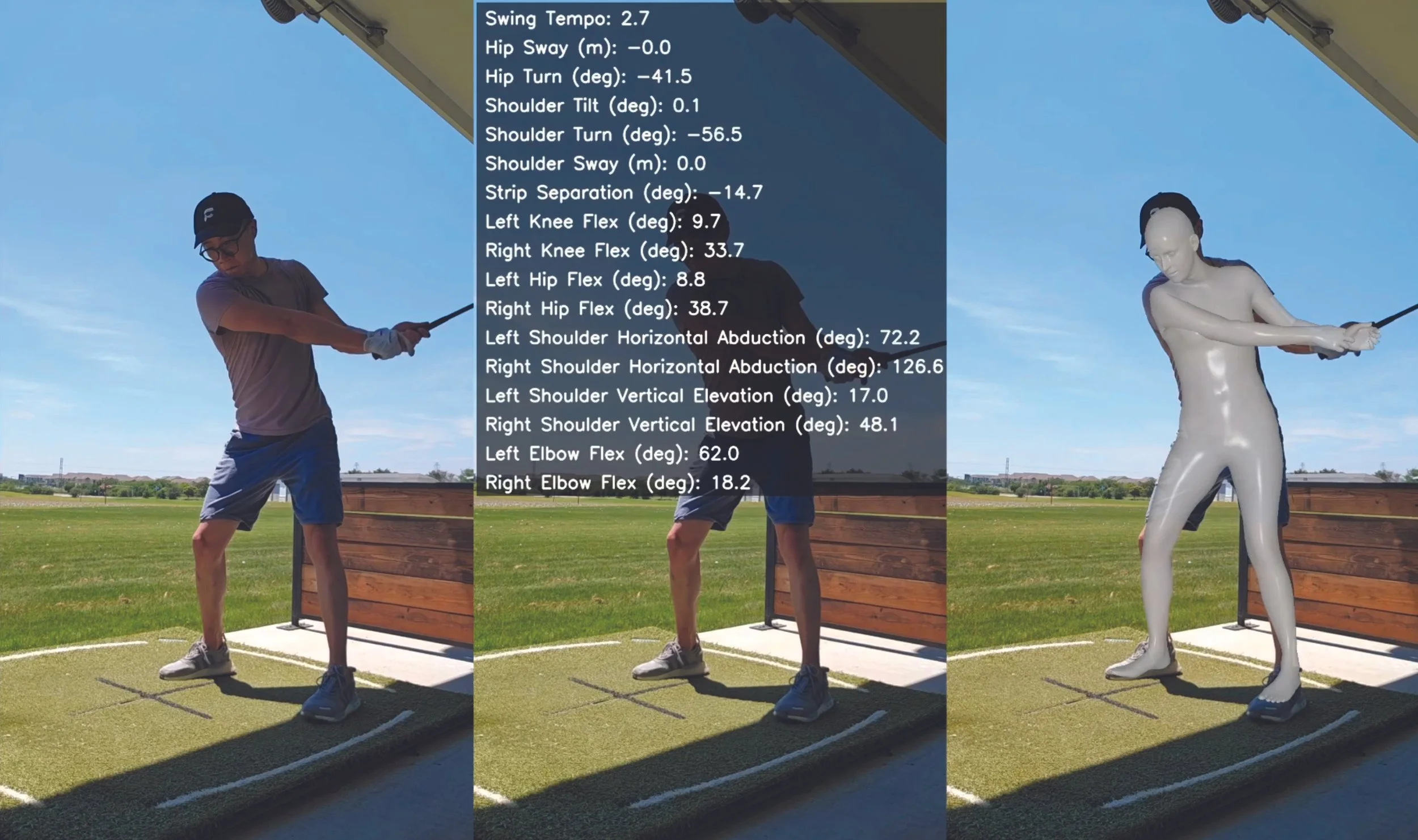 A screen capture of Perflection AI analyzing a golf swing.