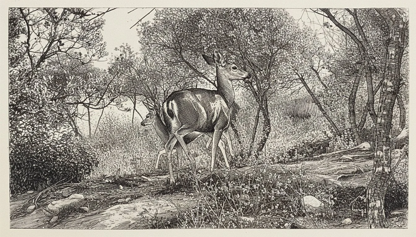 Deer: Santa Rosa Plateau 
Solarplate Etching 8" L x 4.5" H
2026