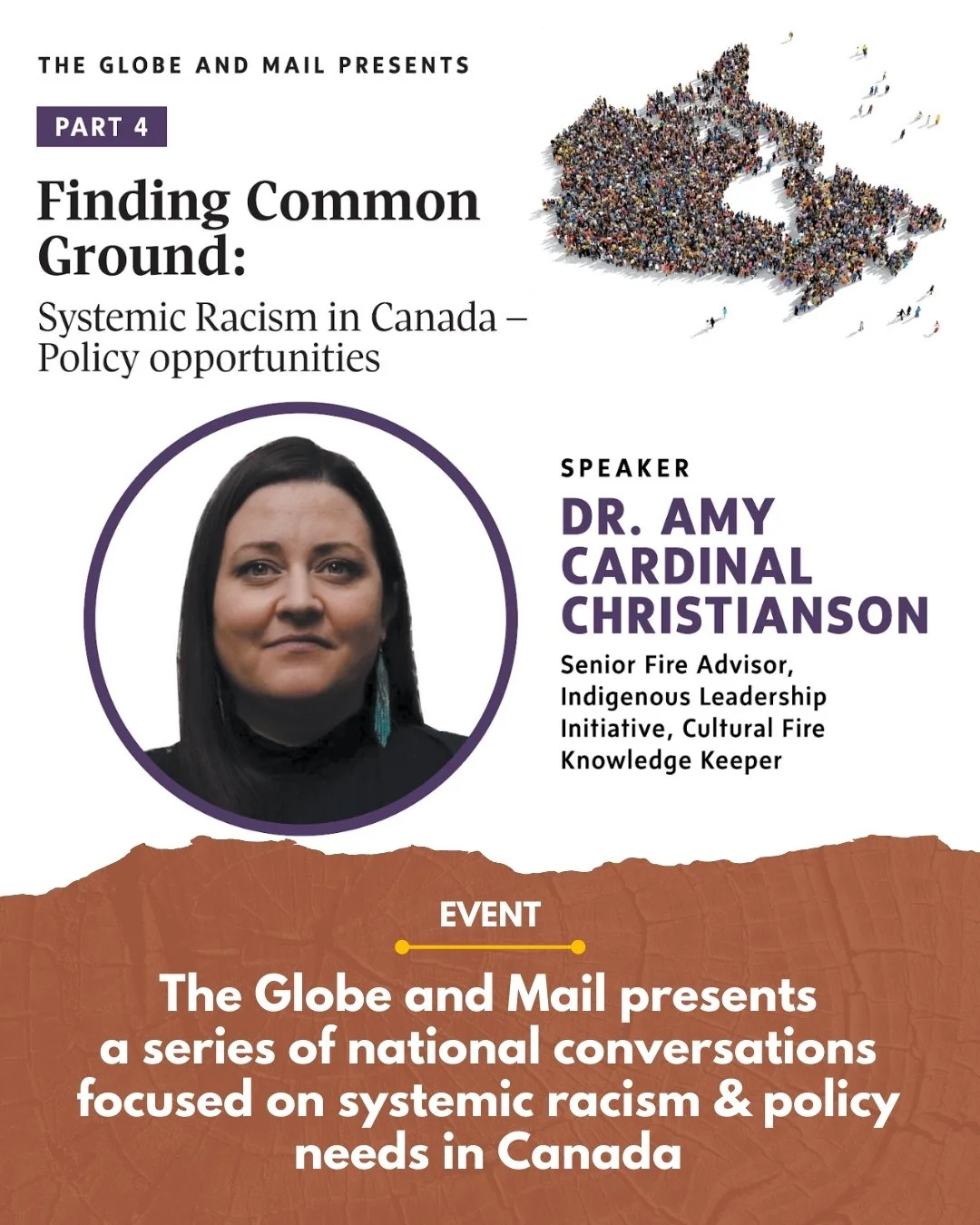 We&rsquo;re excited to share that our Senior Fire Advisor, Dr. Amy Cardinal Christianson, will be joining @globeandmail's Finding Common Ground event in Calgary on November 27. It&rsquo;s going to be an important conversation on racism, policy, and c