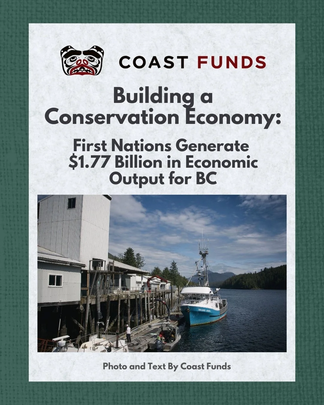 What does a conservation economy look like?

A new @coastfunds  report shows that First Nations in the Great Bear Rainforest and Haida Gwaii have generated $1.77 billion in economic output over 17 years&mdash;tripling investment in the region and str