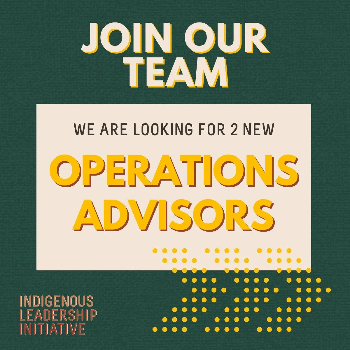 Join us in advancing Indigenous-led stewardship.🪶🌿

We are hiring TWO new Operations Advisors to support Indigenous Nations working on conservation, governance, and long-term land stewardship. The position blends strategic guidance, technical exper