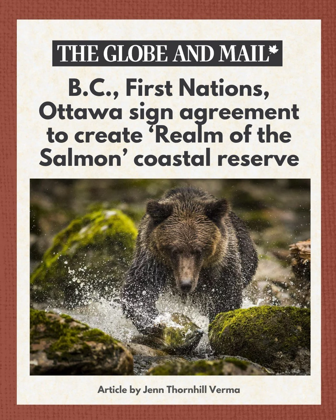 Huge news for Indigenous-led conservation on the West Coast. 🌊🐟🪶

The Heiltsuk, Wuikinuxv, Nuxalk, Kitasoo Xai&rsquo;xais, Gitxaała and Gitga&rsquo;at Nations, alongside B.C. and Canada, have signed a historic agreement to help protect one of the 