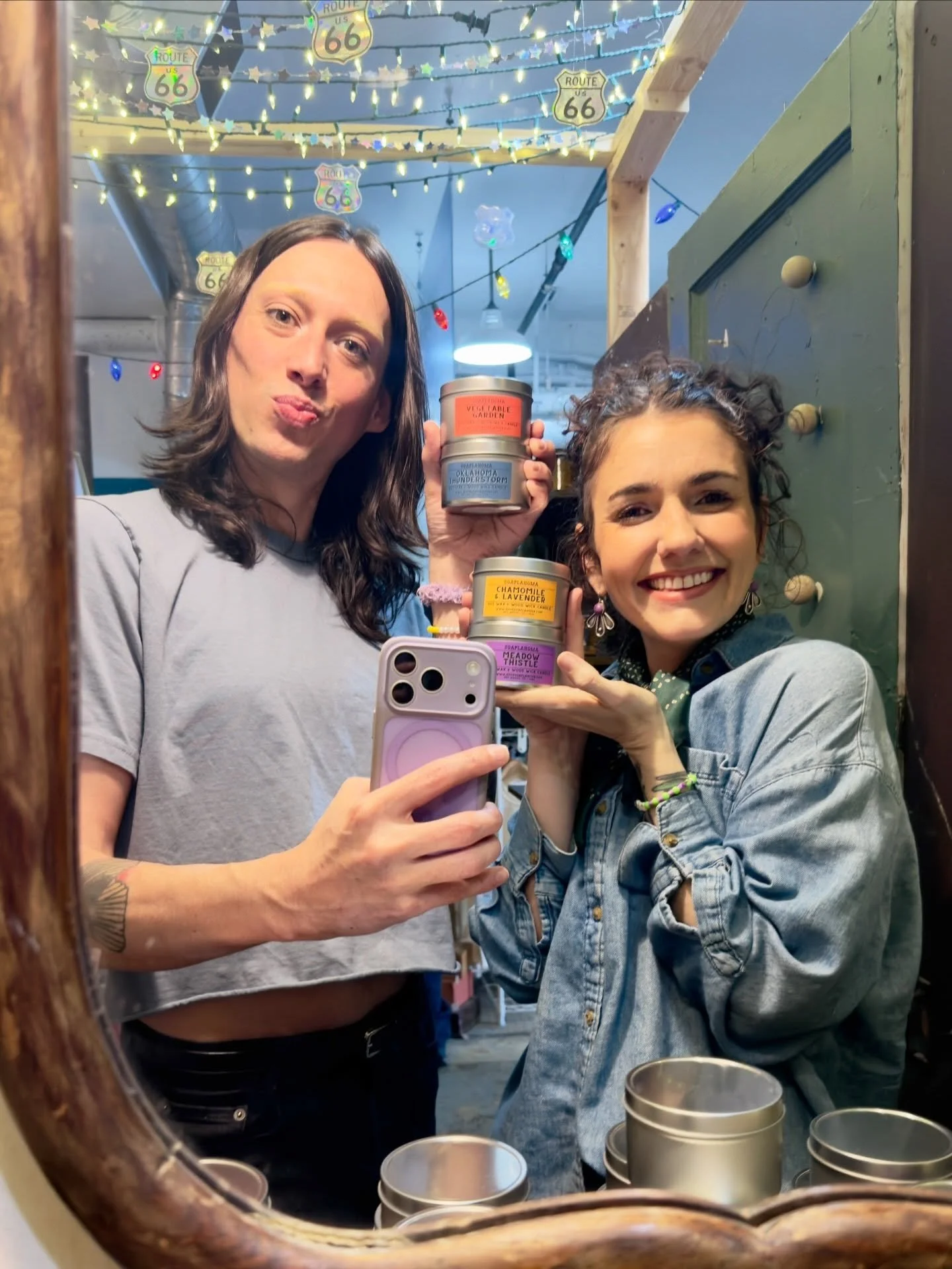 Yesterday we dropped a major restock at our @meadowgoldmack spot!!! Spring candles are hereeee! 
🍅 Vegetable Garden
⛈️ Oklahoma Thunderstorm
🌼 Chamomile &amp; Lavender
🌿 Meadow Thistle 
Stop by Mack&rsquo;s 7 days a week to get yours and let us kn