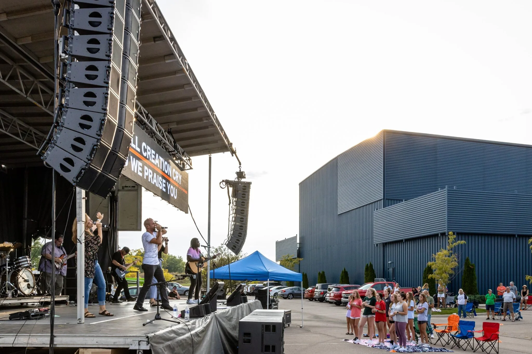 Parking Lot Church Service at Crossroads Church - Cincinnati, OH