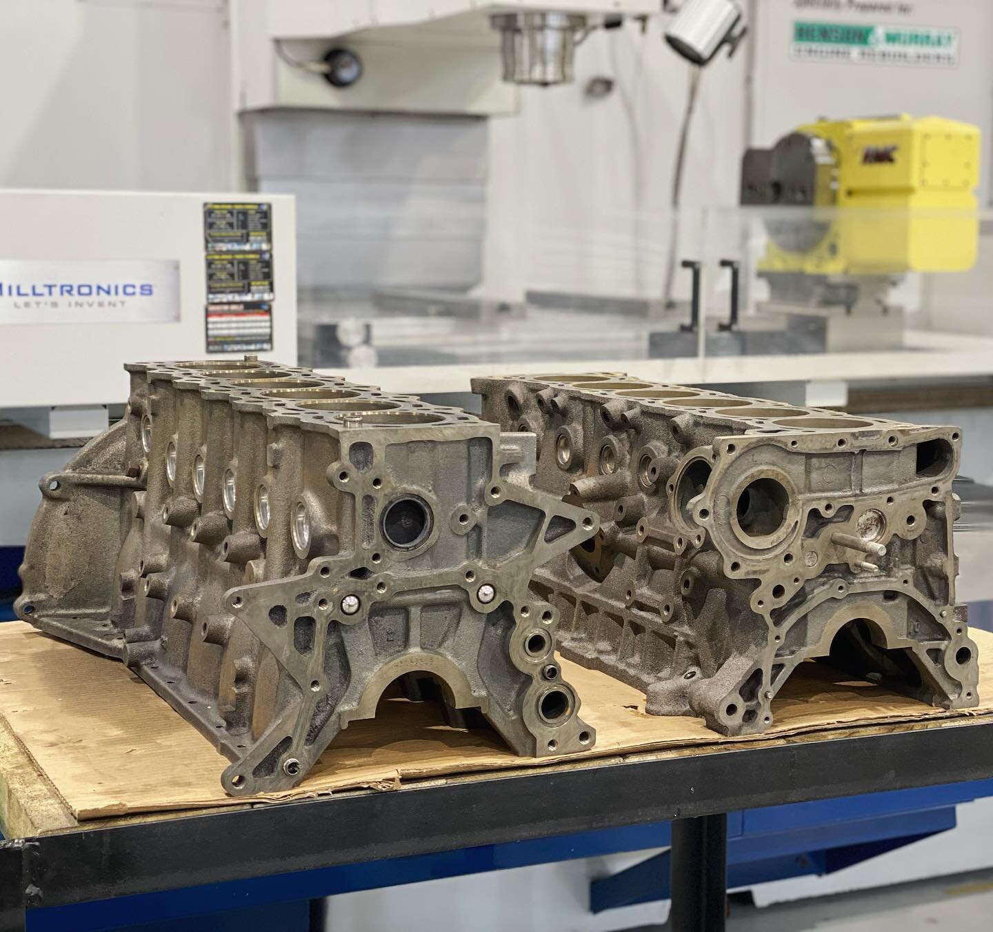 We have a couple of JDM icons in this week, although we&rsquo;re unsure if it&rsquo;s safe for them to be so close together? #nissan #rb25 #toyota #2jz #rb26 #nissanrb25 #toyota2jz #performance #enginebuild #engineer #machinist #precision #cnc #rebui