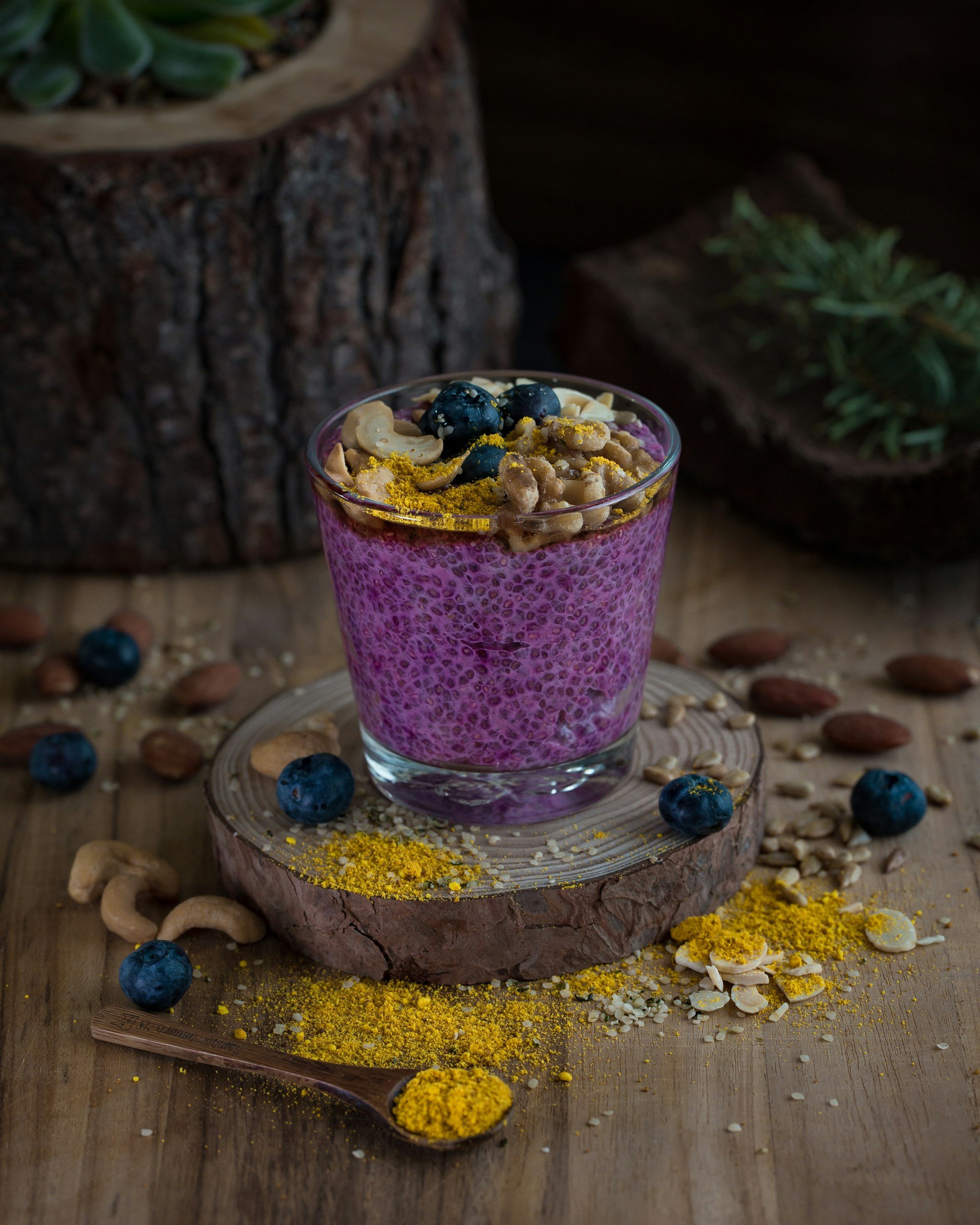 Butterfly pea powder chia pudding