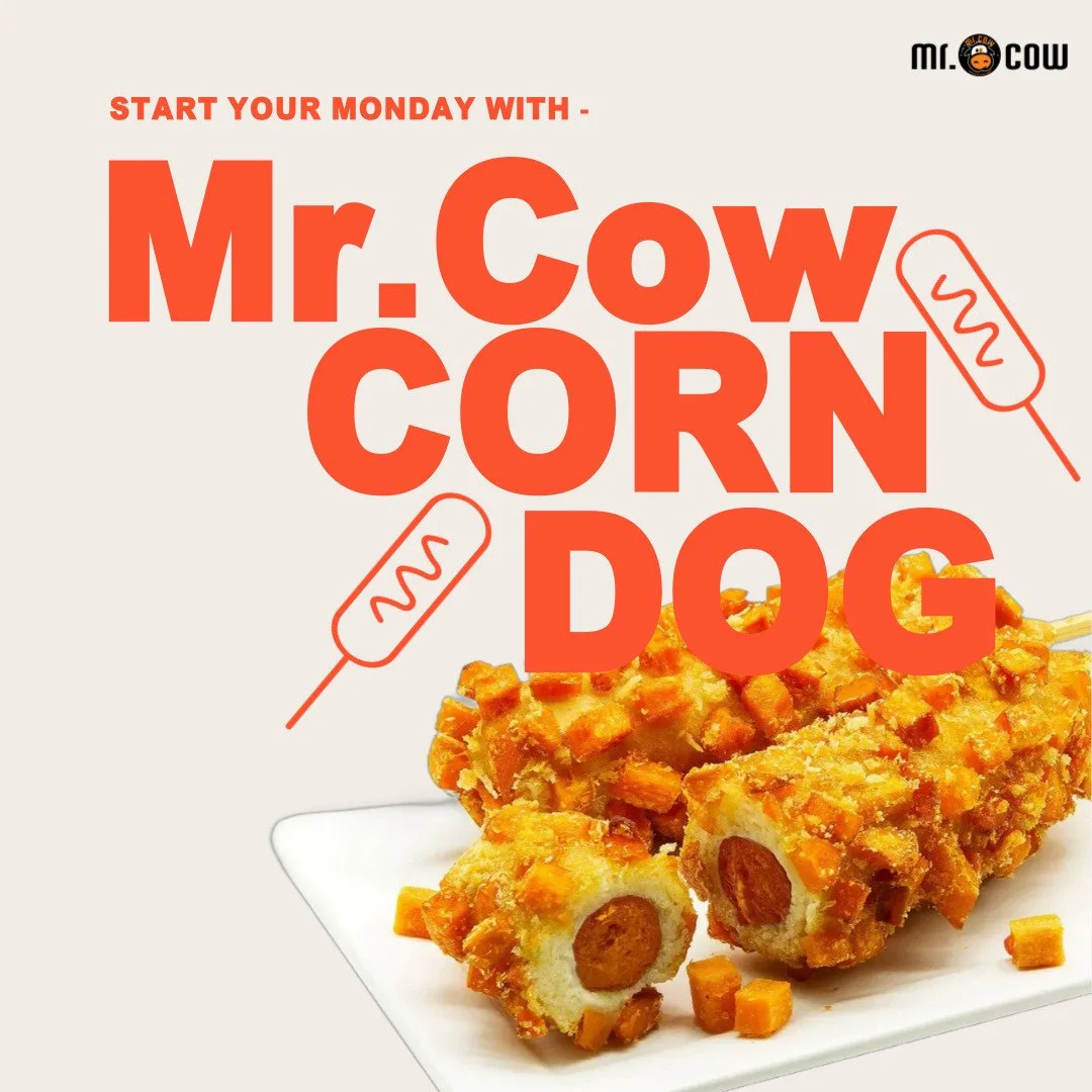 🌟 Start your Monday right with a crispy, cheesy MR.COW Corn Dog! 🌟 

Because there&rsquo;s no better way to kick off the week than with a delicious snack in hand! Who&rsquo;s ready for a corn-tastic start?

#mrcowcorndog #mrcow #koreanCorndogs #Foo