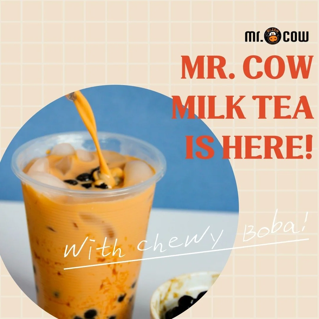 ✨ Mr. Cow Milk Tea is here! ✨ Pair your favorite corndog with our creamy milk tea, complete with chewy boba pearls for that perfect bite-and-sip combo. 🧋🌟

🍹 Sweet, satisfying, and totally snack-worthy!
📍 Come by and treat yourself today! 🐮💕

#