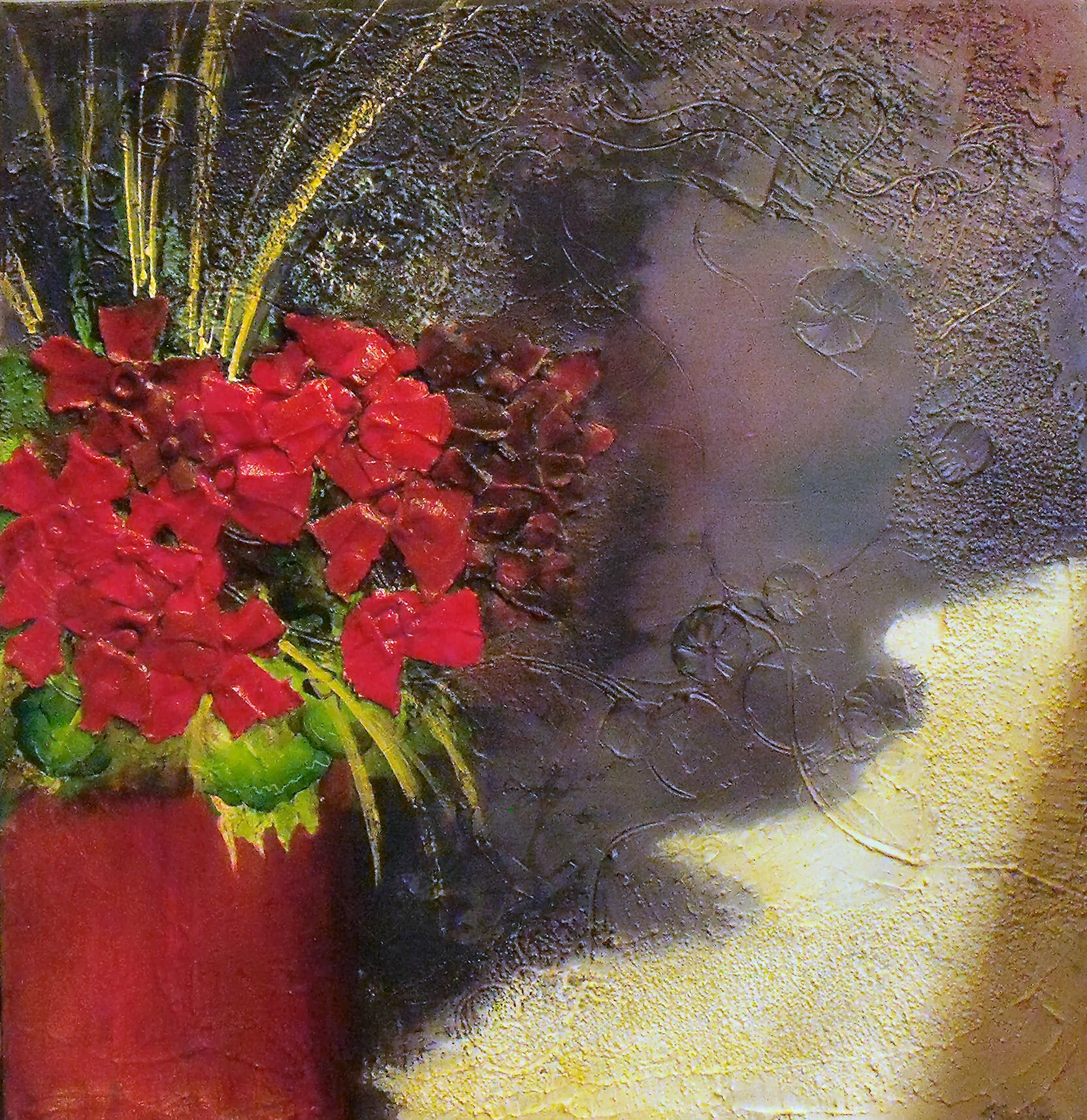 The Geranium
24" x 24"
Acrylic, modelling paste and collage