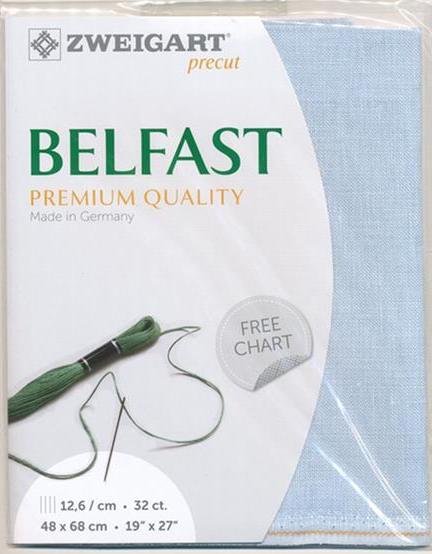 ZWEIGART 32 COUNT BELFAST LINEN PRE CUT 48 x 68 cm ICE BLUE (562)