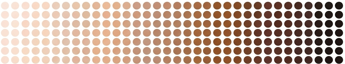shades of light skin color to dark skin color in numerous circles