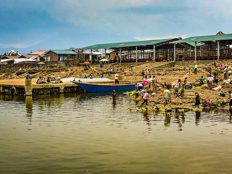  Lake Kivu. Where the locals go to fish, bathe, wash produce, and gather drinking water. 