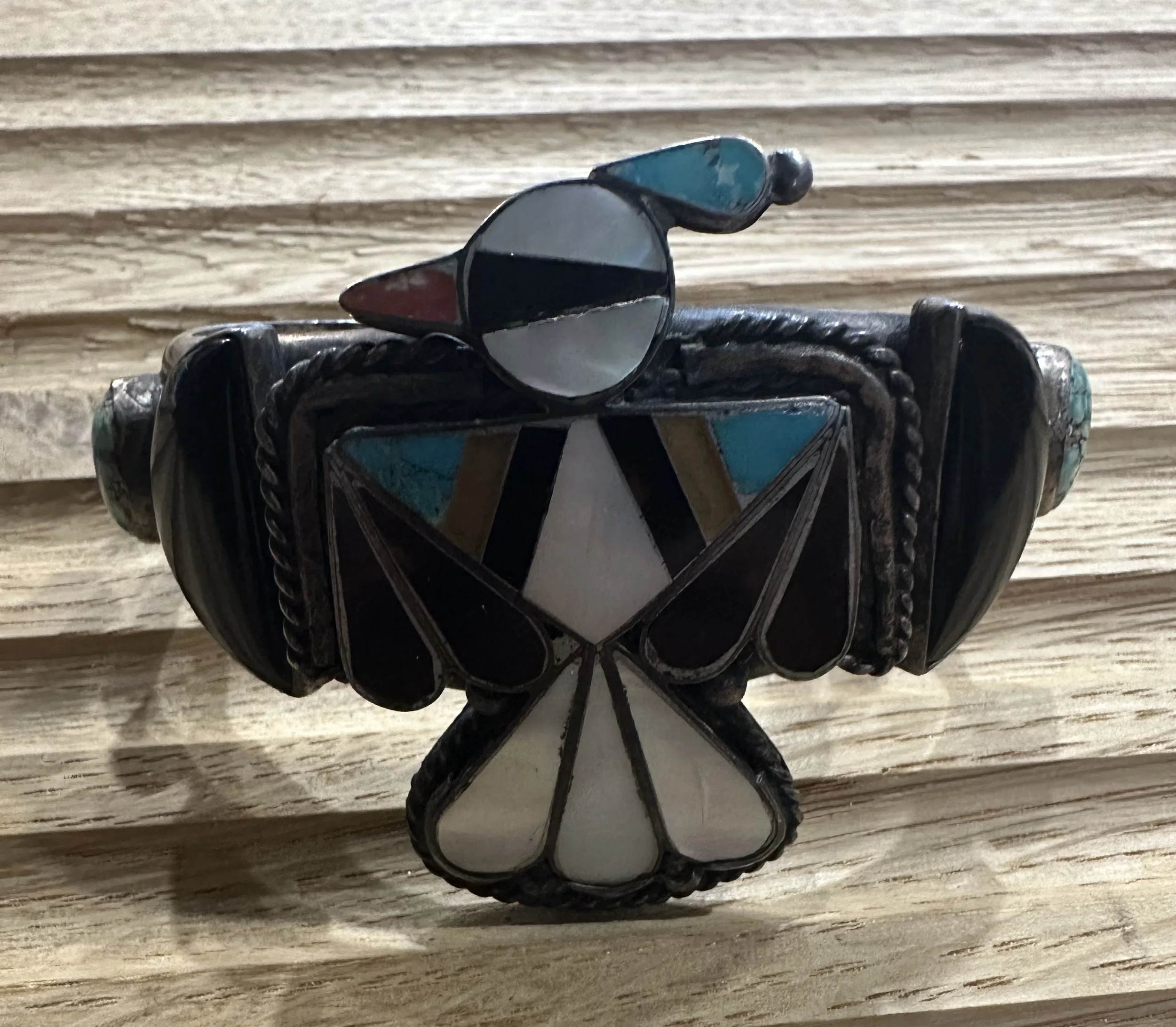 Heavy, Sterling Silver Vintage Southwest Thunderbird Bracelet