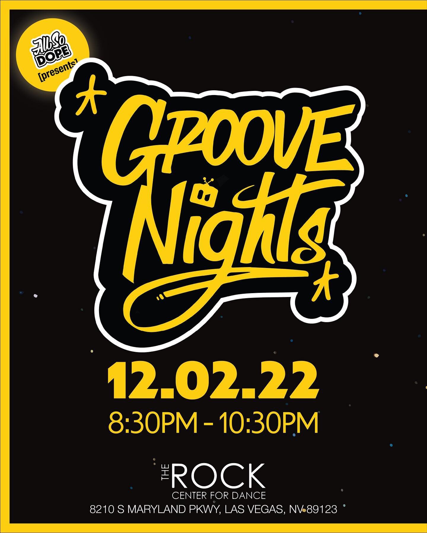 REGISTRATION IS NOW OPEN!
[Link in Bio]
www.allsodope.com/events

All So DOPE presents: Groove Nights 
12.02.22 | 8:30PM-10:30PM
@therockcenterfordance 

Hosted by Brandon Raphael &amp; Stephanie Giang
Featuring DJ Gouda @athegouda 

Sponsors
The DOP