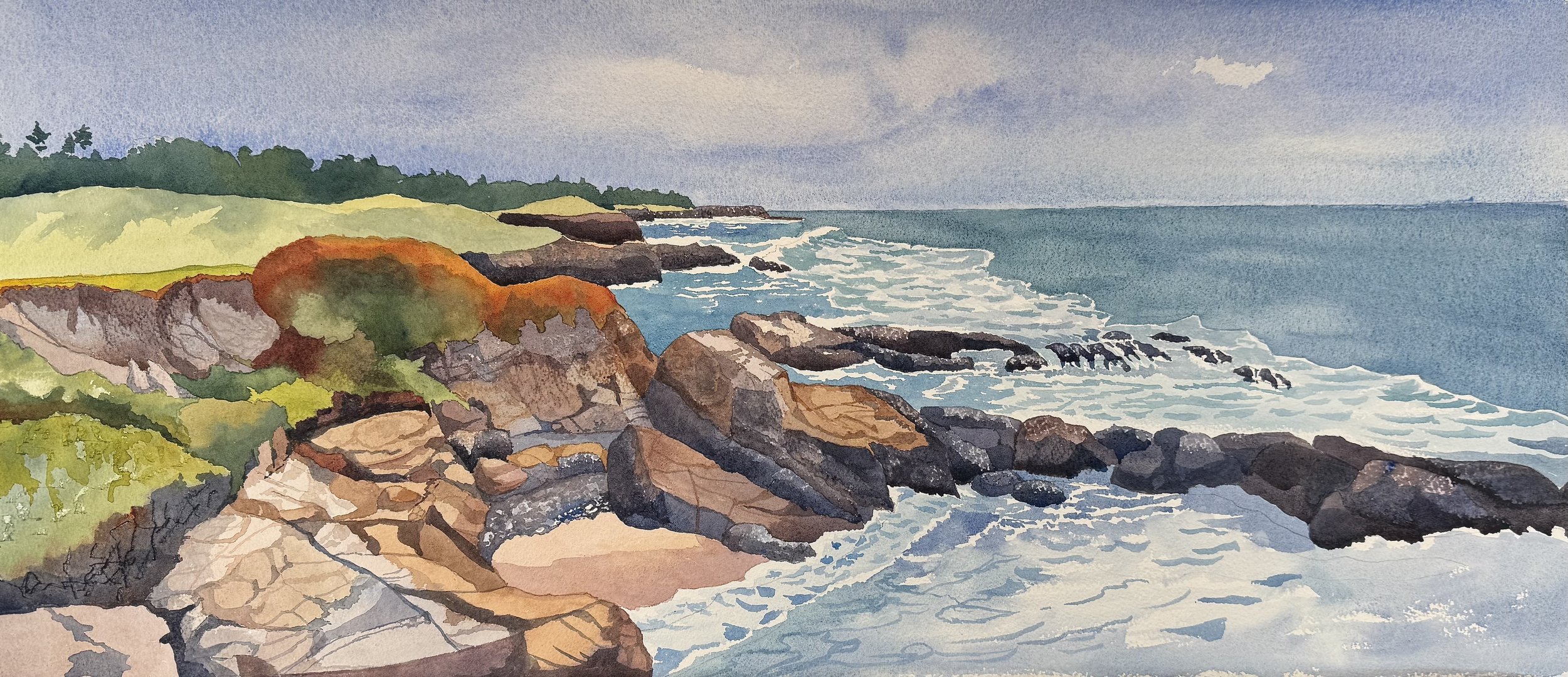 2025 Looking down the coast from Pescadero 34x18 $ 1,800