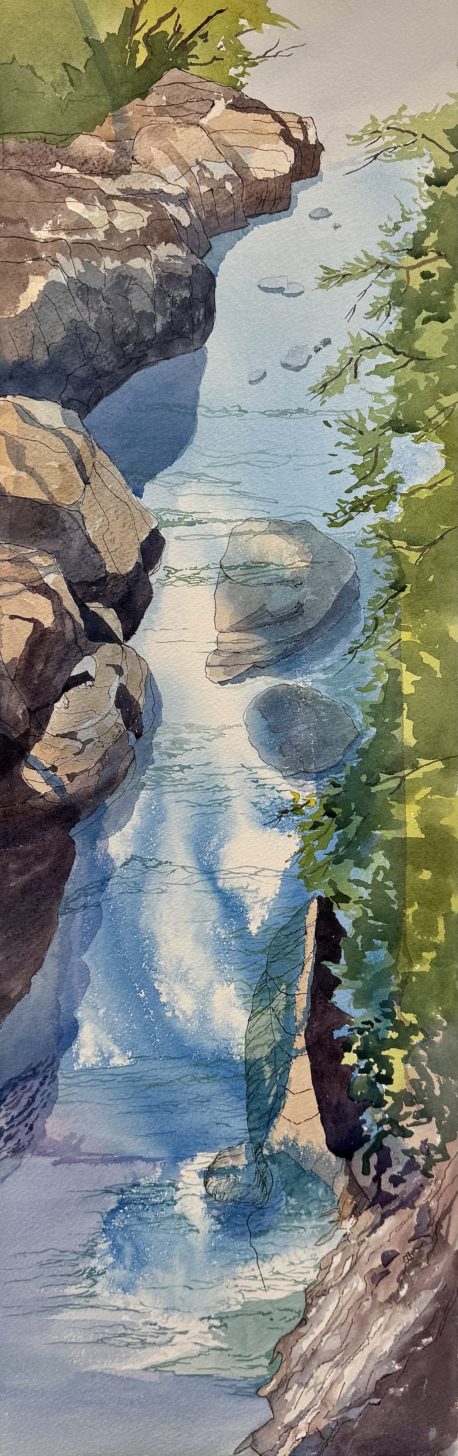 Swimming Hole  Honeymoon Bay, Victoria, B.C. 13x32  $ 975.00