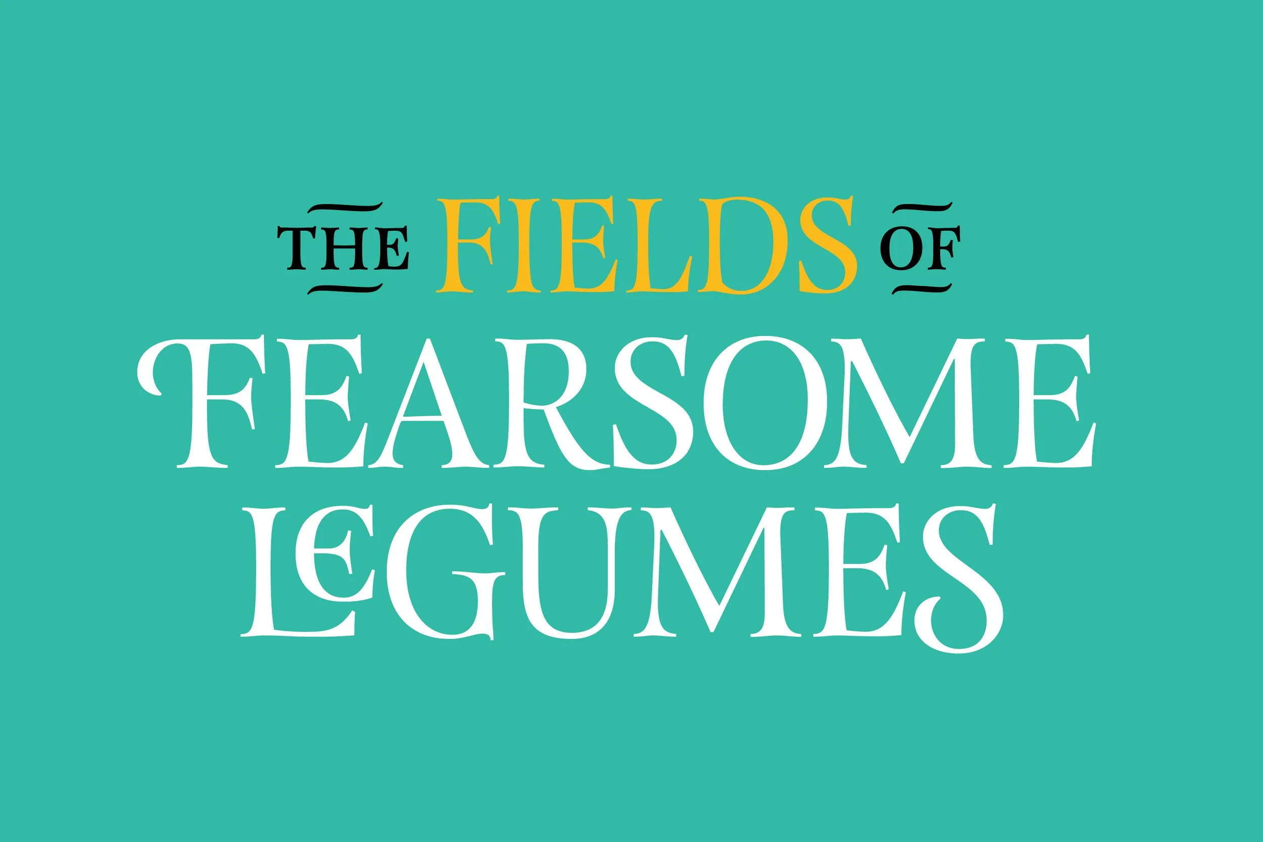 Book cover titled "The Fields of Fearsome Lemues" with turquoise background and colorful text.