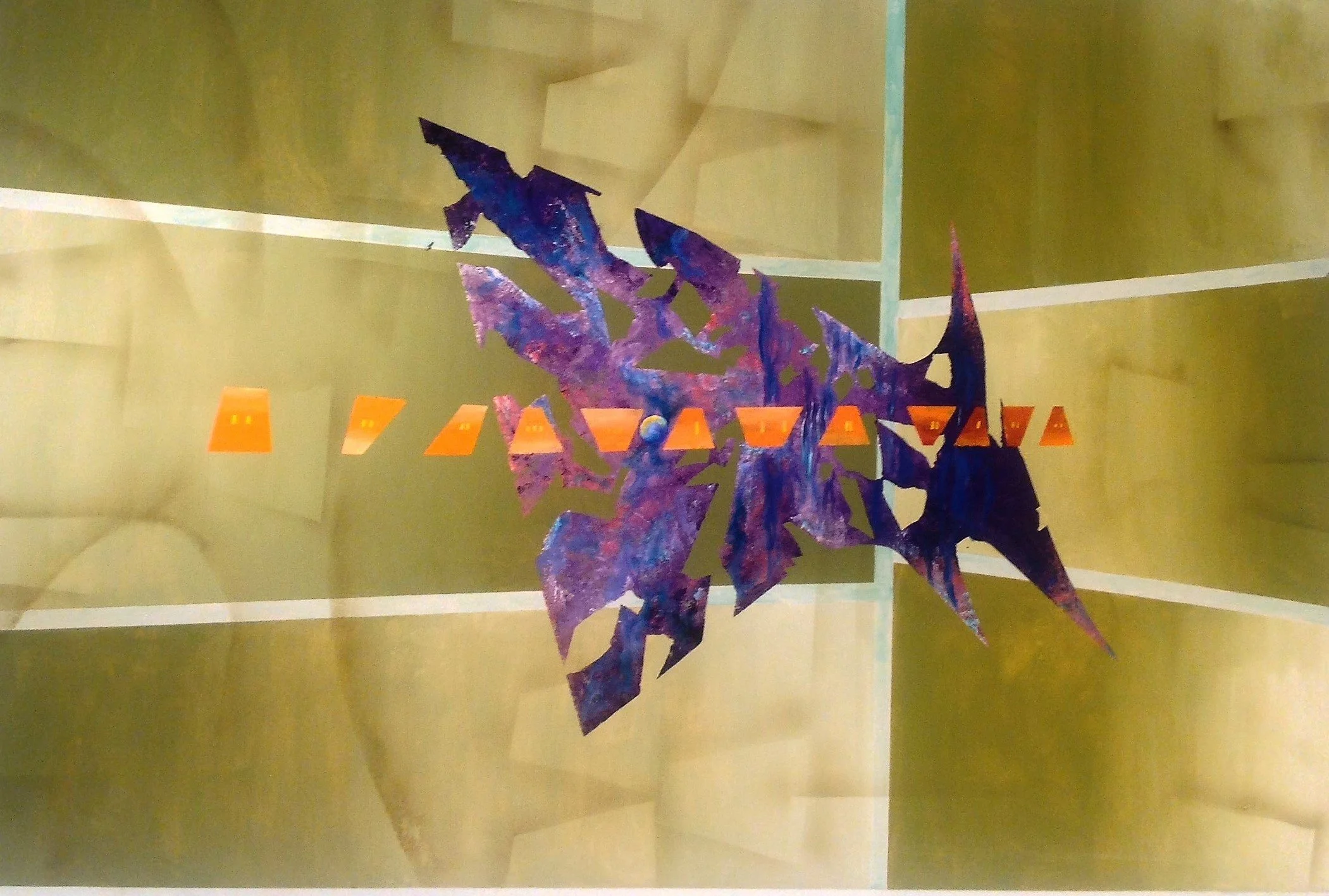 Title: EXPLORING OTHER WORLDS    
Artist: Garay Bazán (American, born Perú, 1965) 
Date: 2014. Medium:   Acrylic on canvas. Dimensions: 48 in X 72 in 
Classification: Paintings. 
Credit Line: Garay Bazán Collection, 2014 Object Number: 01.112.14  
Cu