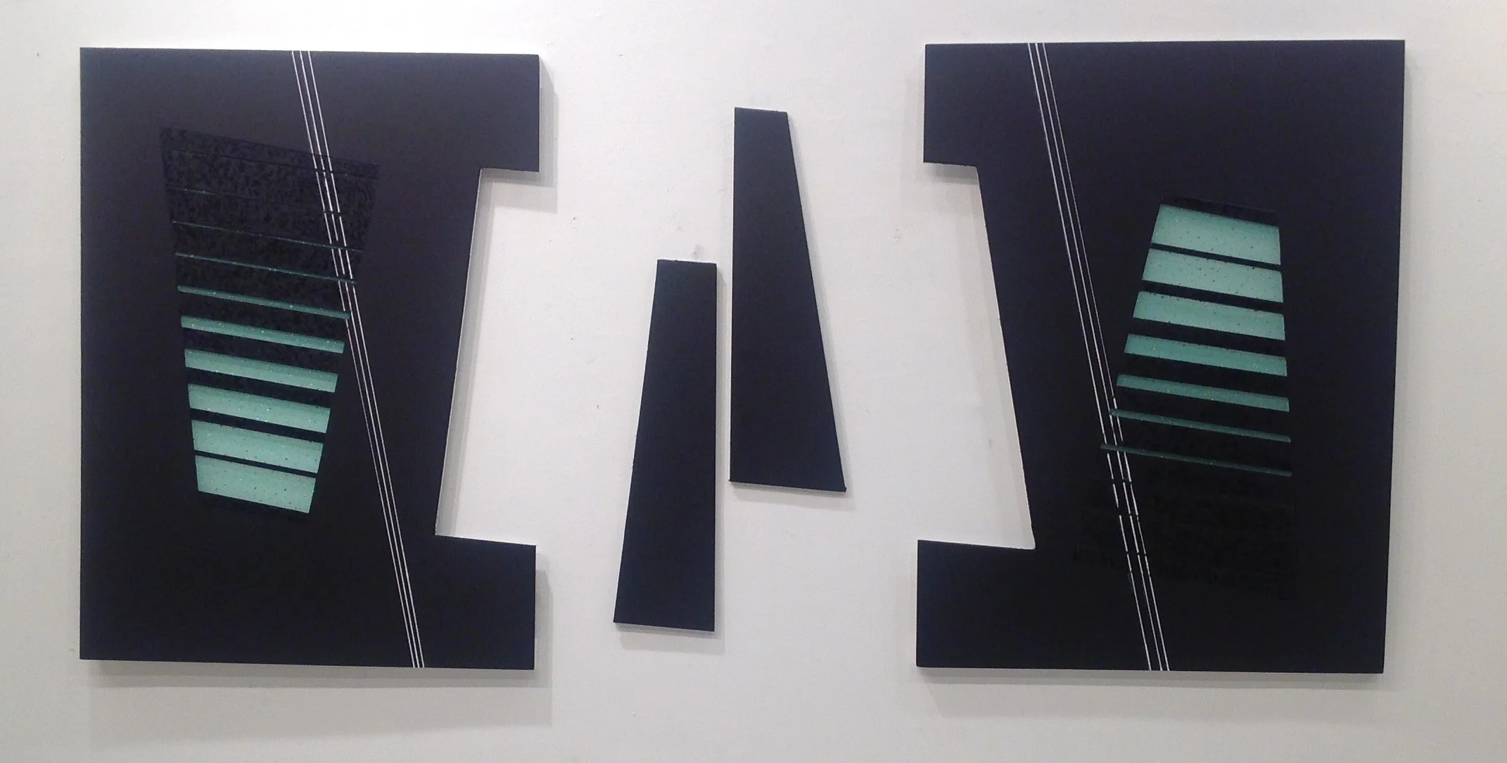 Title: PERSEVERANCE & LIFE SERIES 2   Artist: Garay Bazán (American, born Perú, 1965) Date: 2014 Medium:  Polyurethane (PU) foam, silk fabric, sequins, Acrylic and textures on canvas. Dimensions: 72 in X 216 in Classification: Installations. Credit L