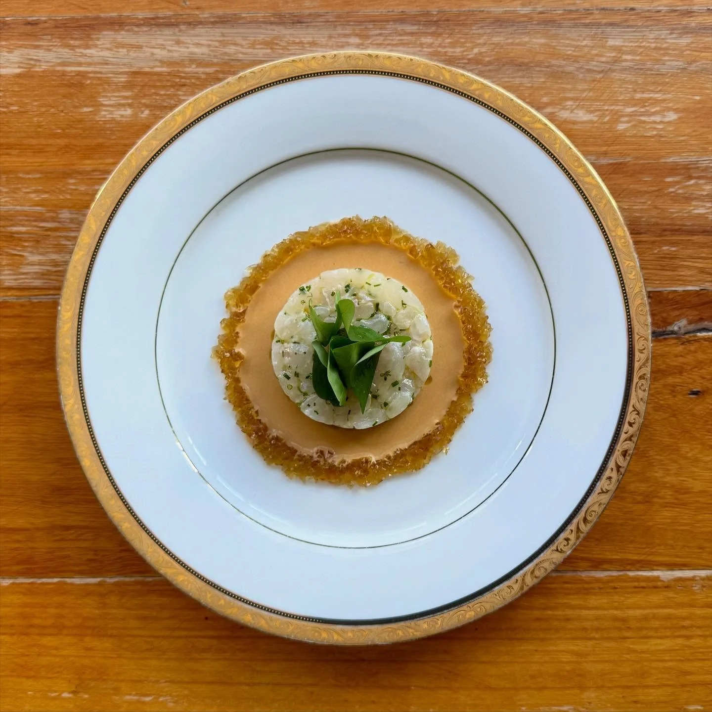 &ldquo;Tartare&rdquo; of Red Snapper with Lobster Cream, Jellied Lobster Consomm&eacute;, Seaweed Cr&eacute;m&eacute; Fra&icirc;che &amp; Wood Sorrel.

#enterthroughthegiftshop