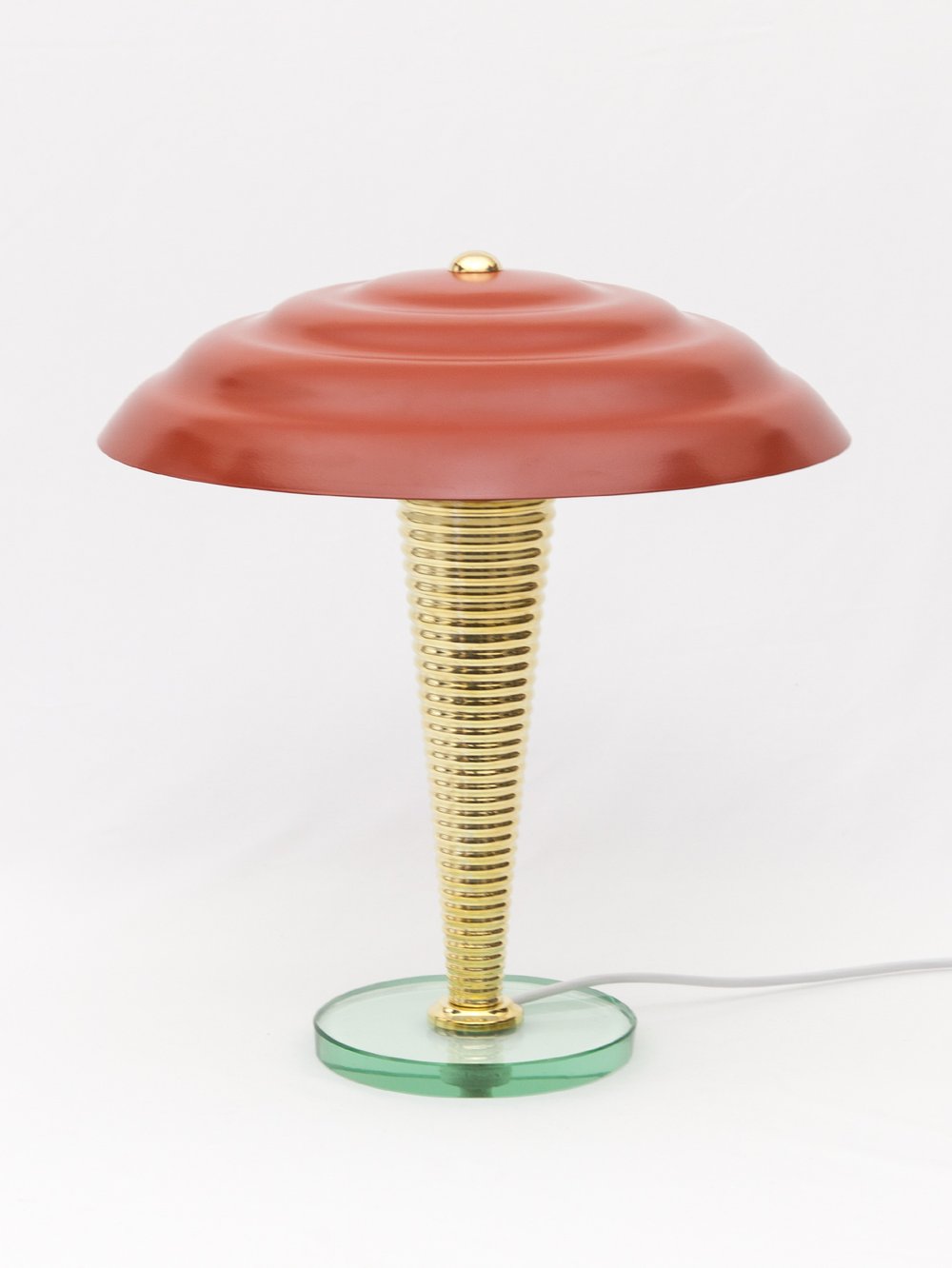 Aesthetiker  Large Brass and Glass italian Table Lamp, 1950s