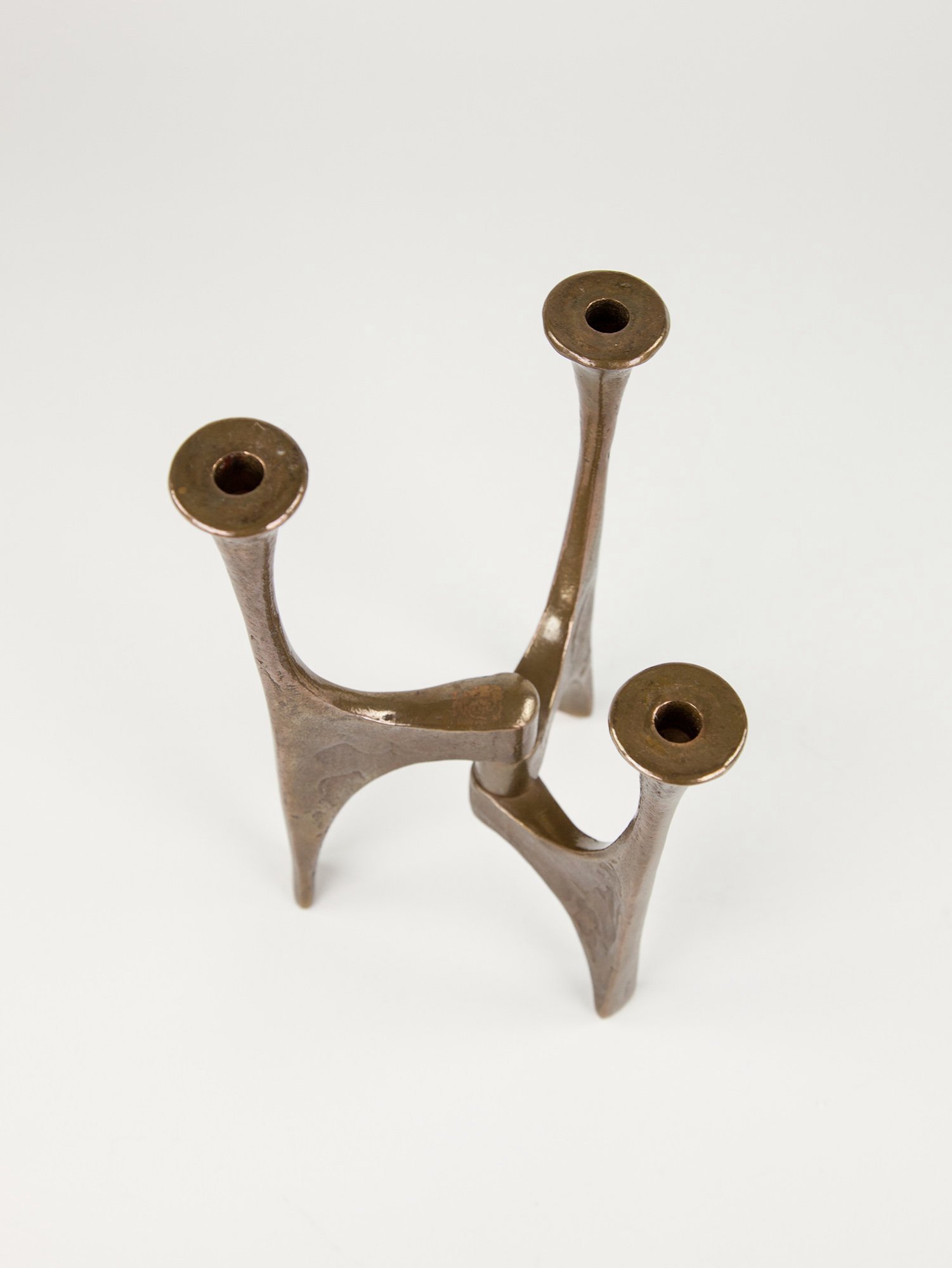 Harjes Brutalist Bronze Candle Holder