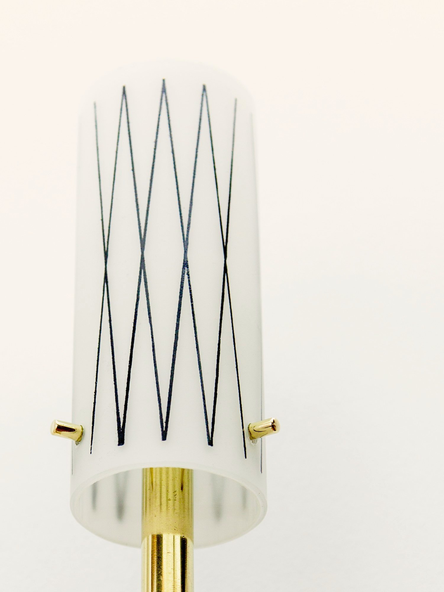 Aesthetiker | Tall Glass & Brass Italian Wall Lights, 1950s