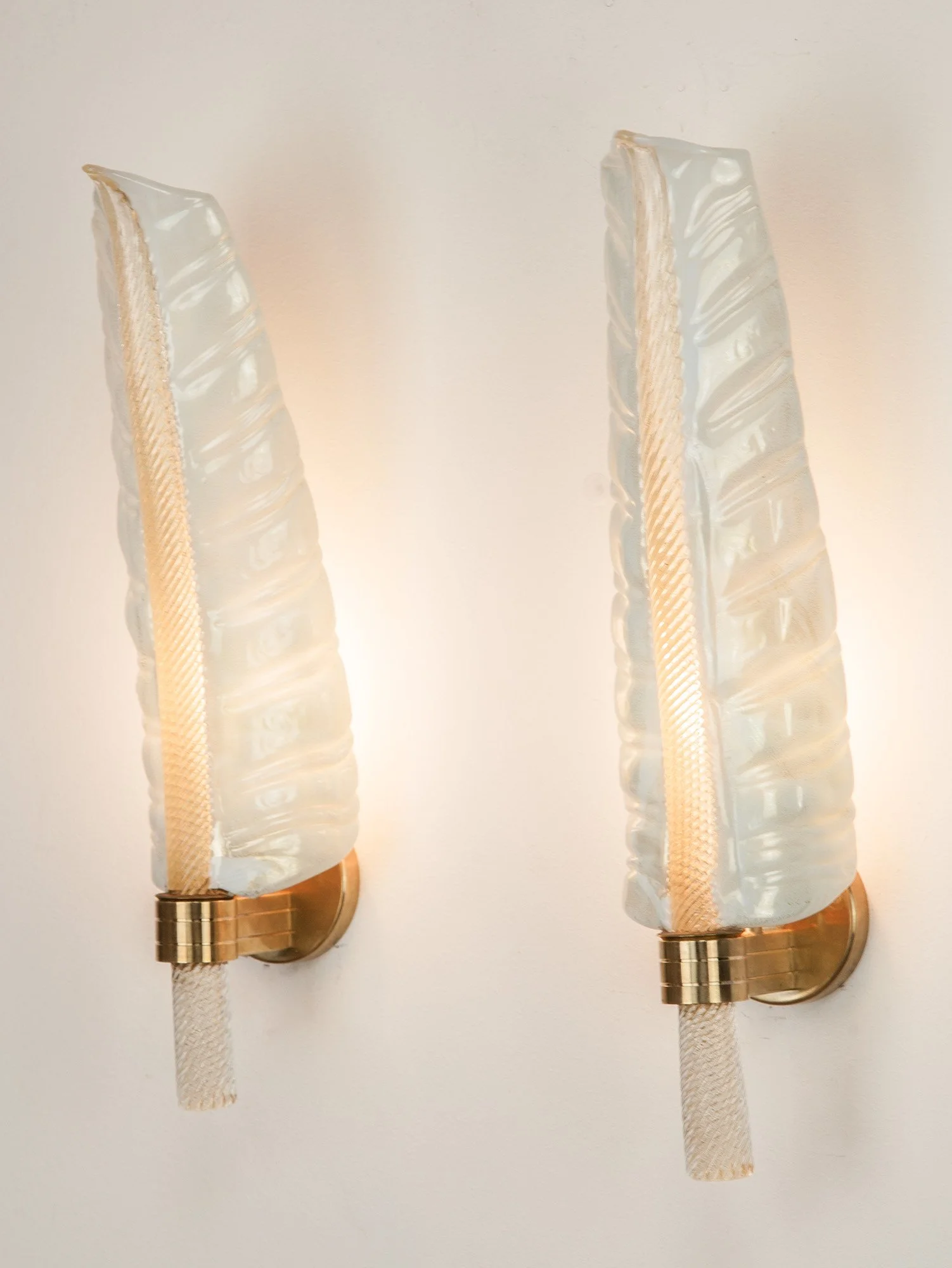 Large Murano Glass Leaf Wall Lights, Italy, 1970s